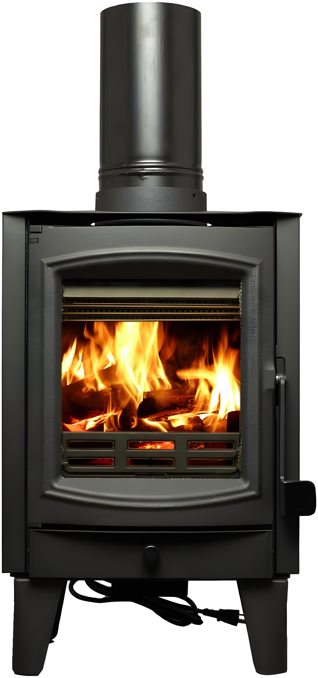 Compact Black Steel Wood Stove for Small Spaces