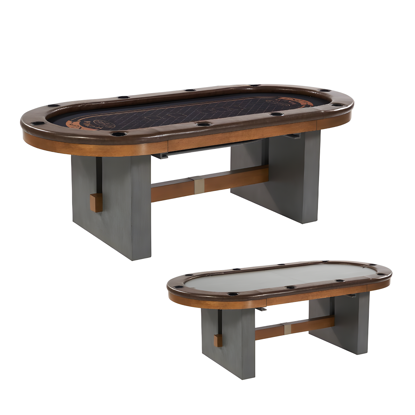 Barrington 87" Gray and Brown 10-Player Poker Table with Dining Top