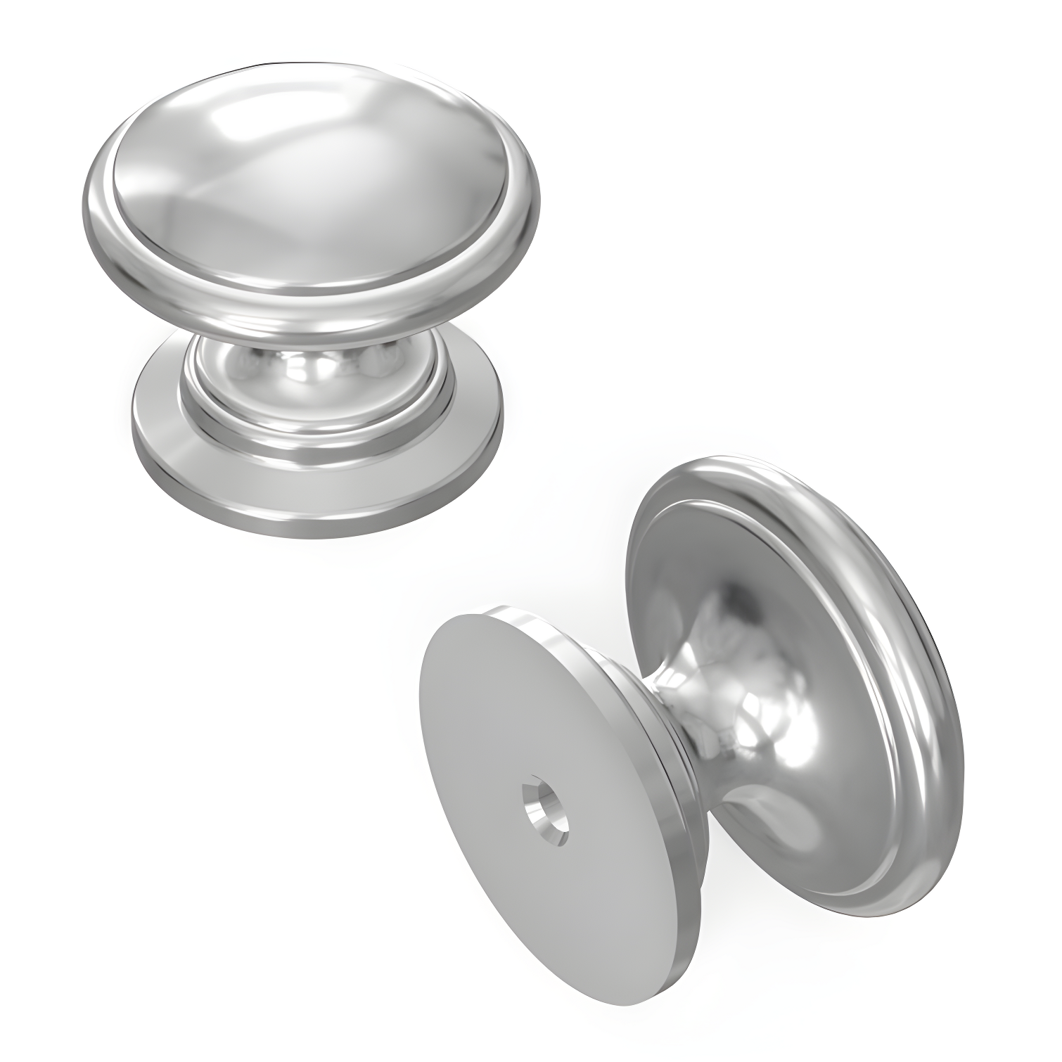 Williamsburg Chrome Round Mushroom Cabinet Knob with Mounting Hardware