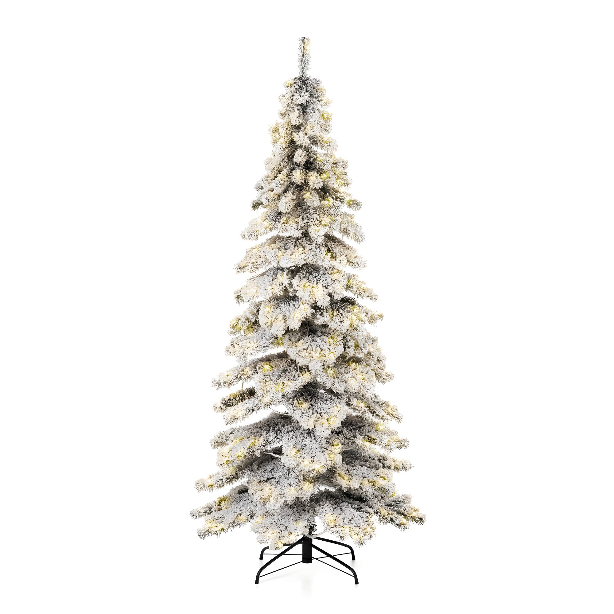 7.5ft Flocked Spruce Christmas Tree with Warm White LED Lights