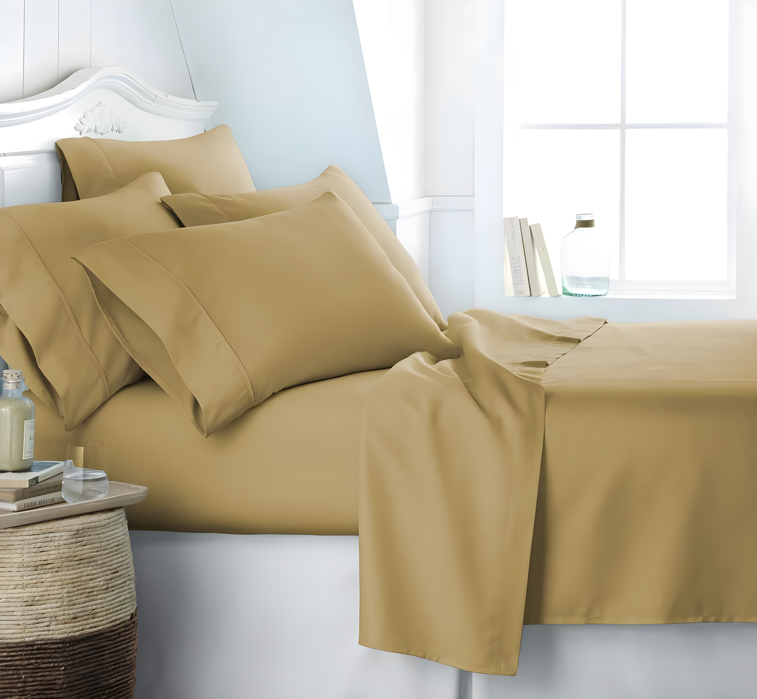 Gold Queen Deep Pocket Microfiber Bed Sheet Set