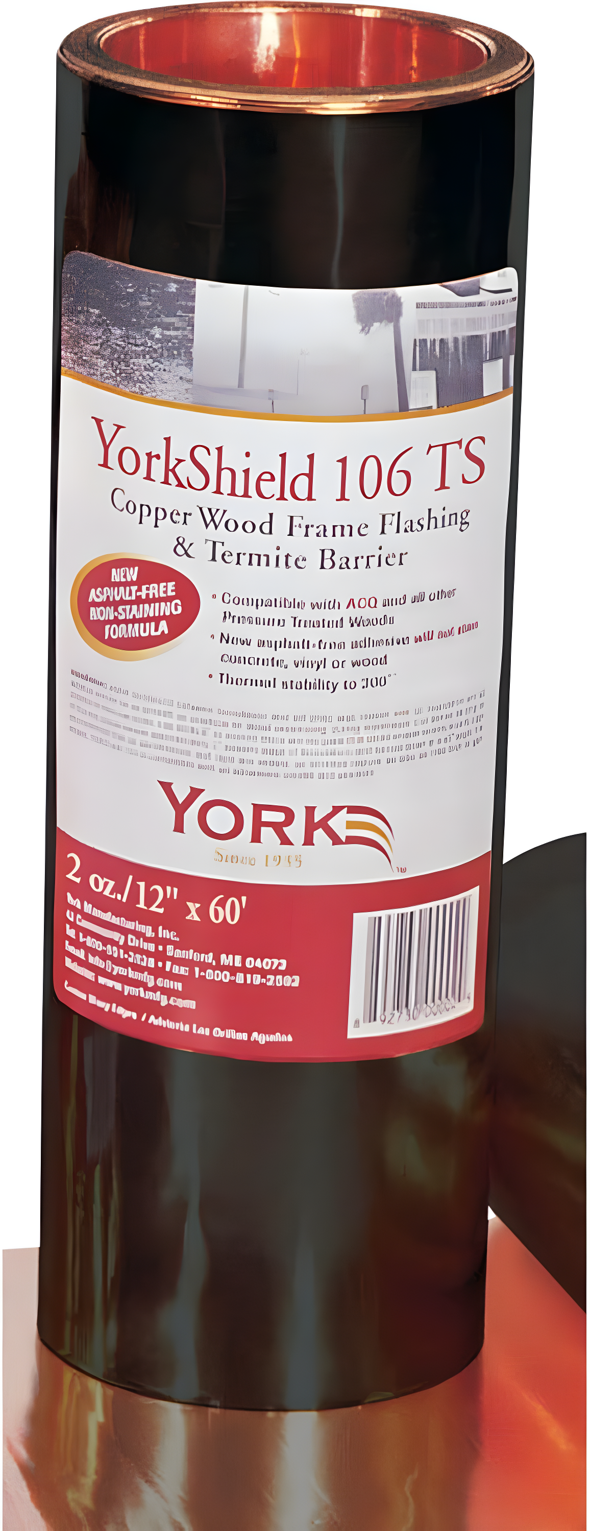 York 12" x 720" Copper Seal Flashing Roll