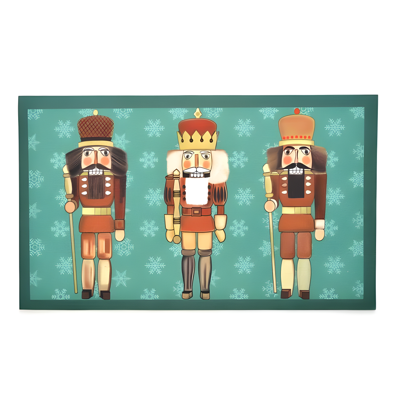 Nutcracker Design Green and Red Rubber Christmas Doormat