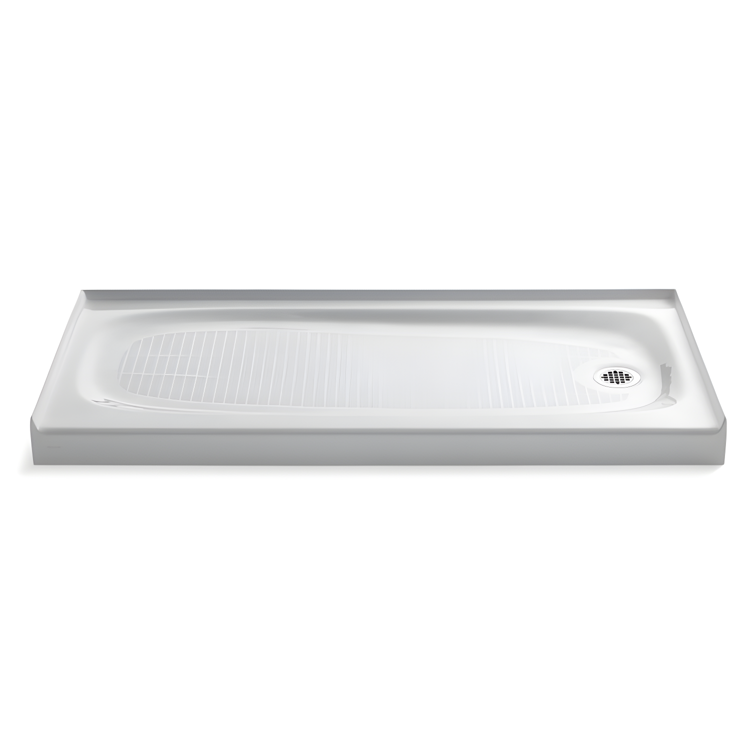 White Cast Iron Rectangular Shower Base with Right Hand Drain