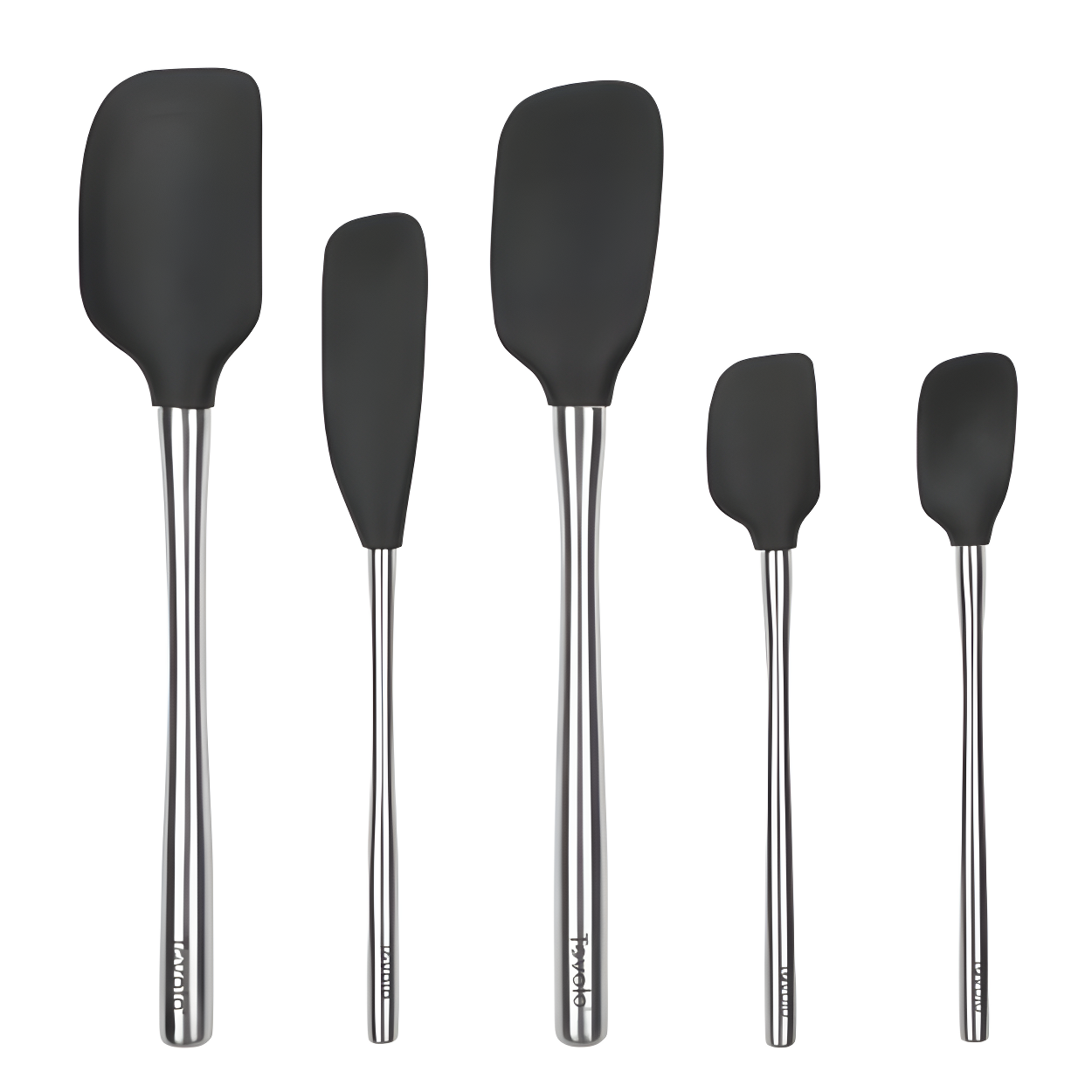 Black Silicone and Stainless Steel 5-Piece Spatula Set