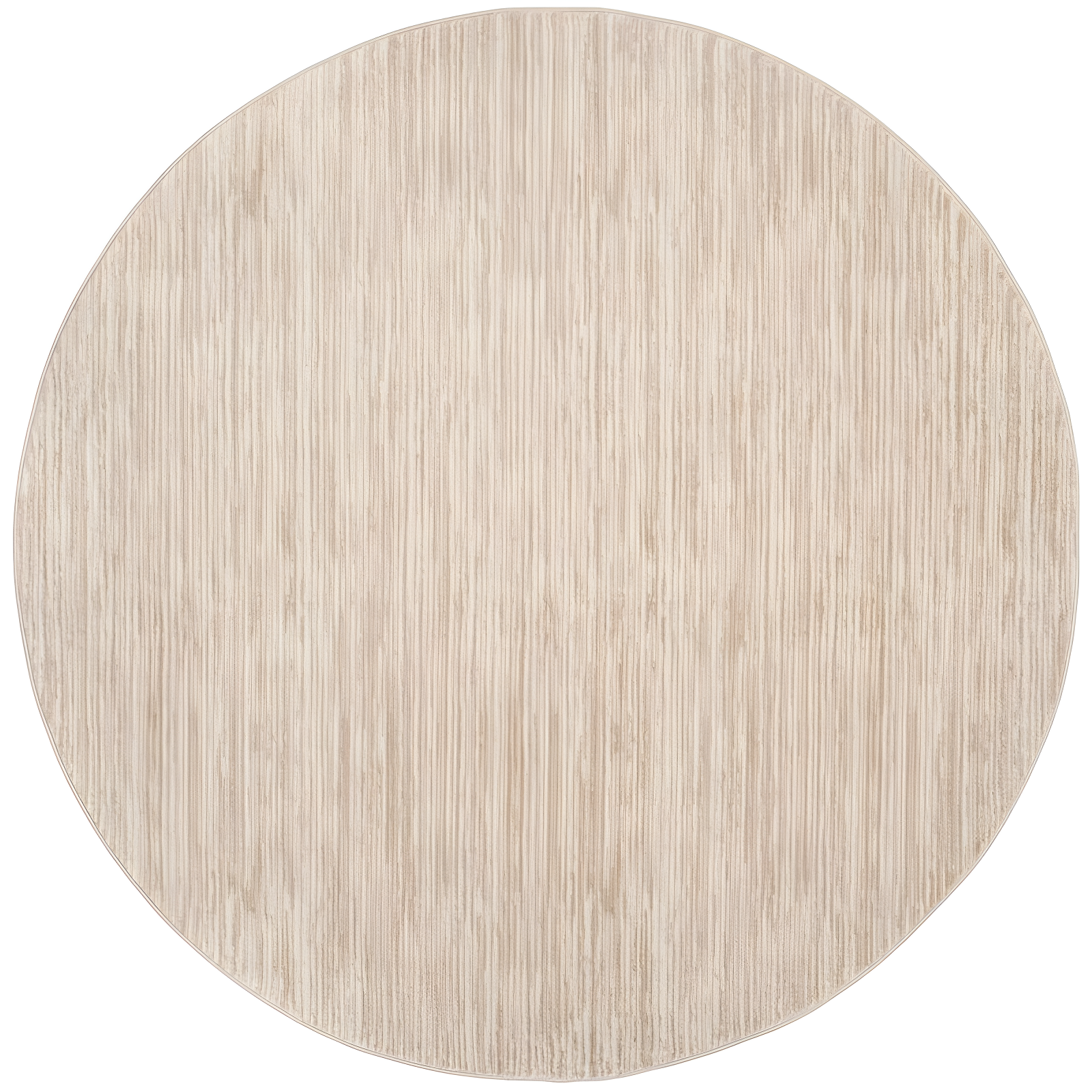 Cream High Pile Round Synthetic Area Rug