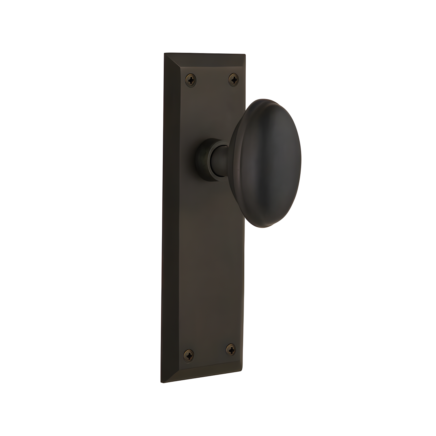 Oil-Rubbed Bronze Privacy Door Knob with New York Plate