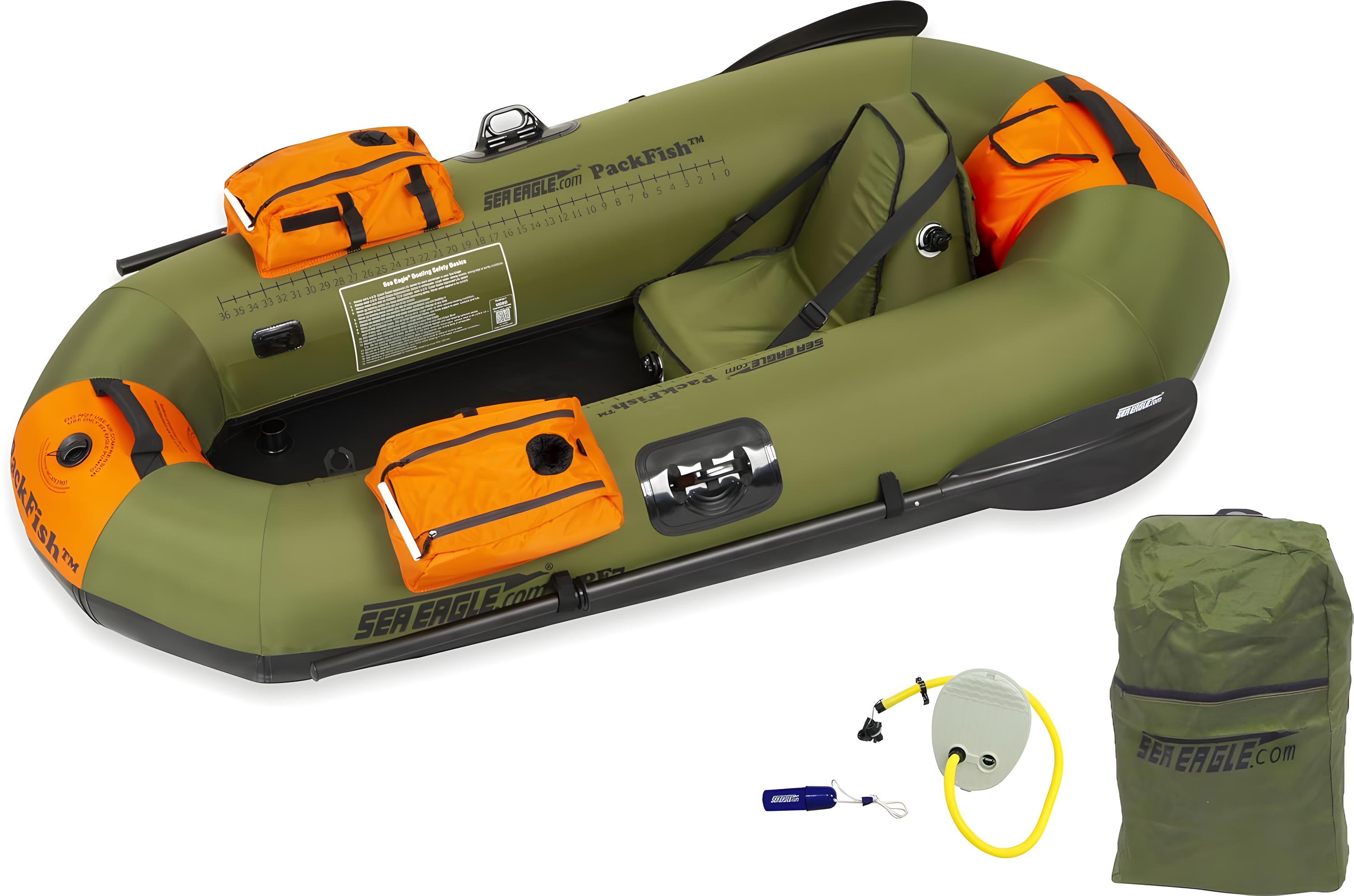 Sea Eagle Green and Orange 7' Inflatable Fishing Boat