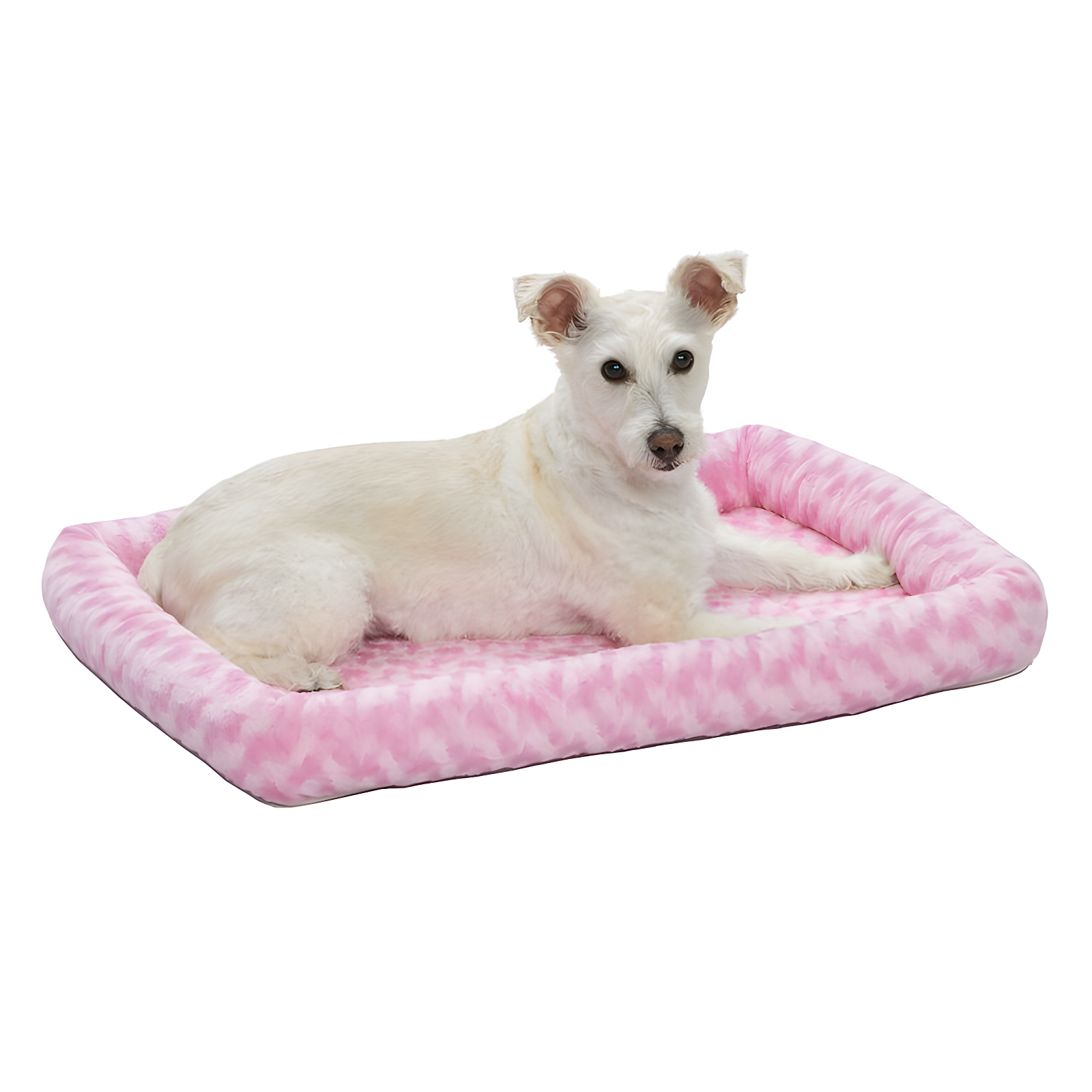 Pink Plush Polyester Bolster Pet Bed, 30" x 21"