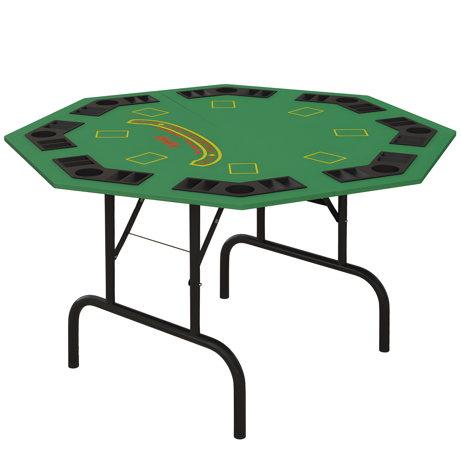 Green 47'' Foldable 8-Player Poker Table with Cup Holders