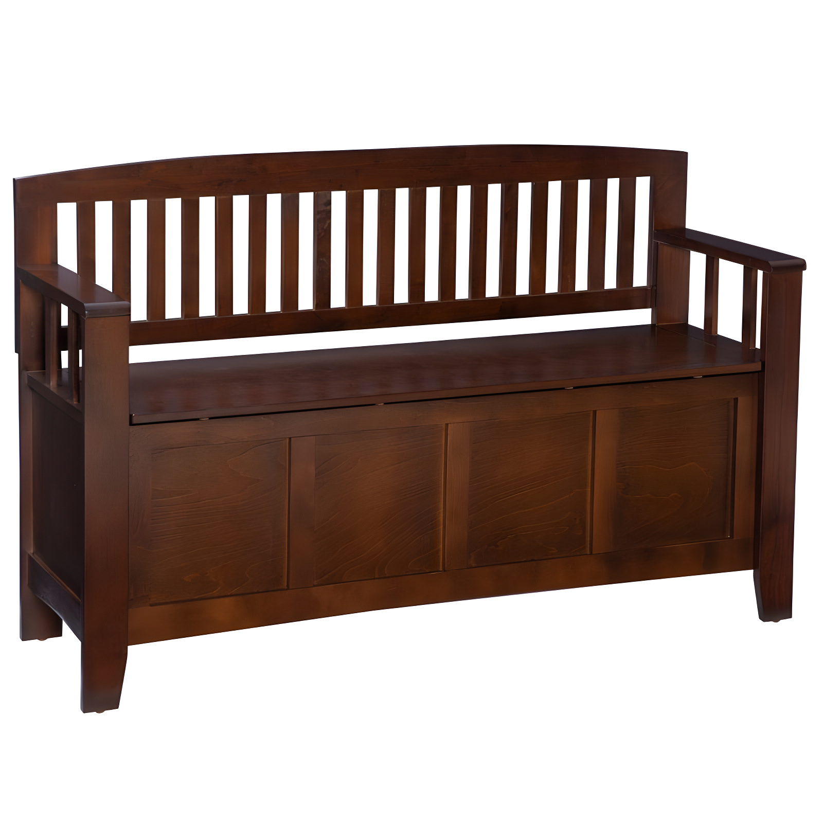 Cynthia Walnut Solid Wood Storage Bench with Slat Back