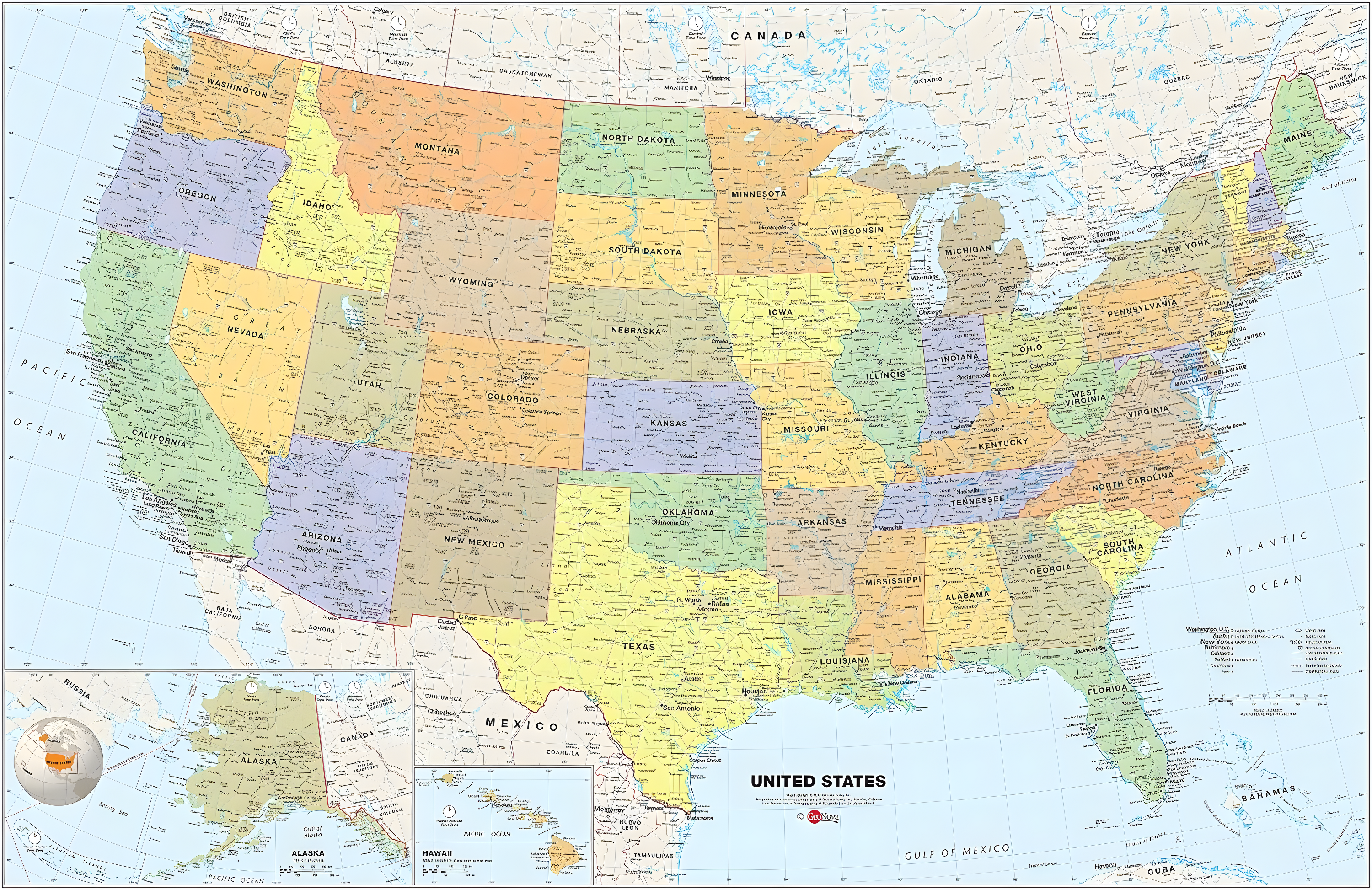 Multicolor USA Dry Erase Map for Kids