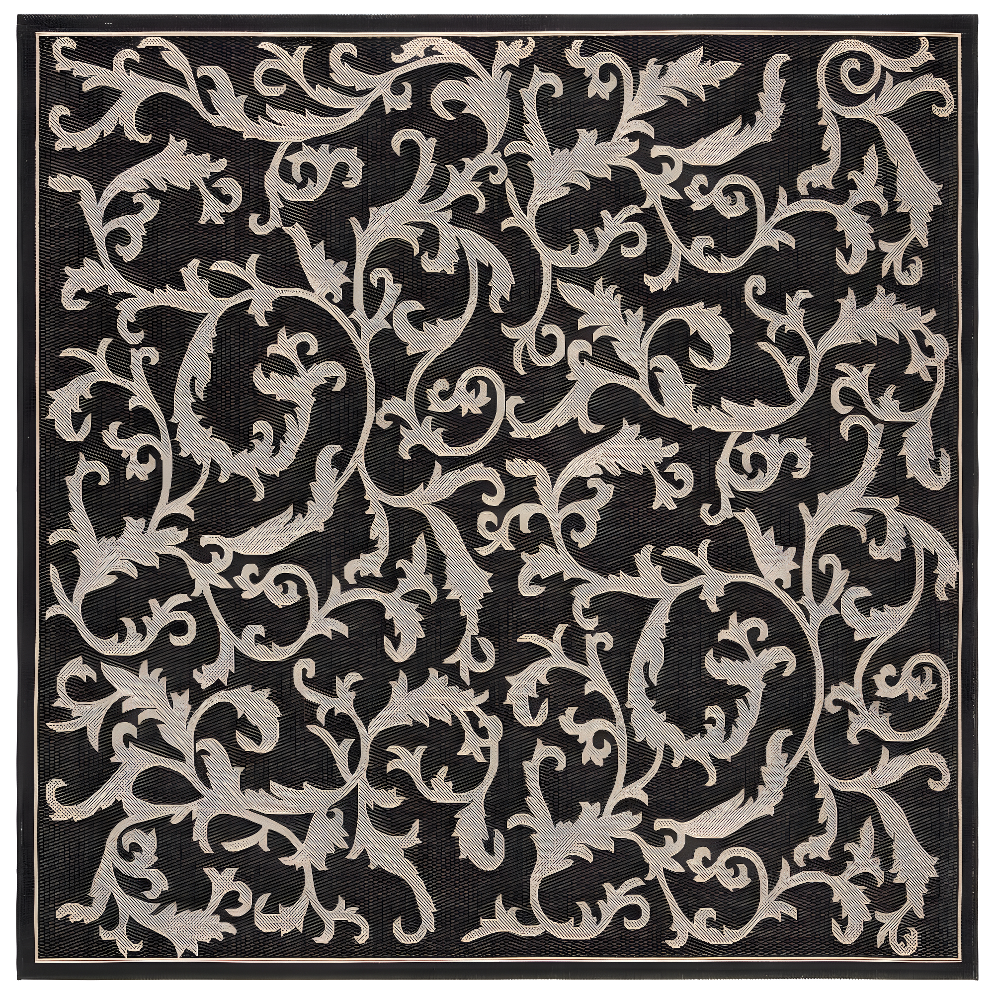 Sierra Courtyard Black and Sand Square Synthetic Area Rug