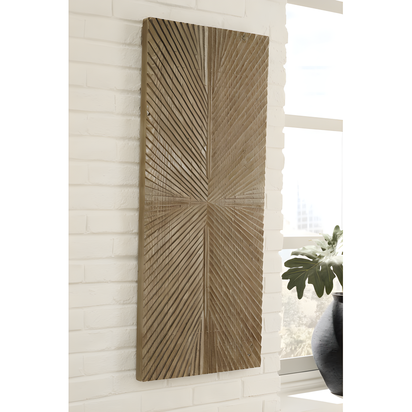 Lenora Distressed Brown Wood Sunburst Wall Decor