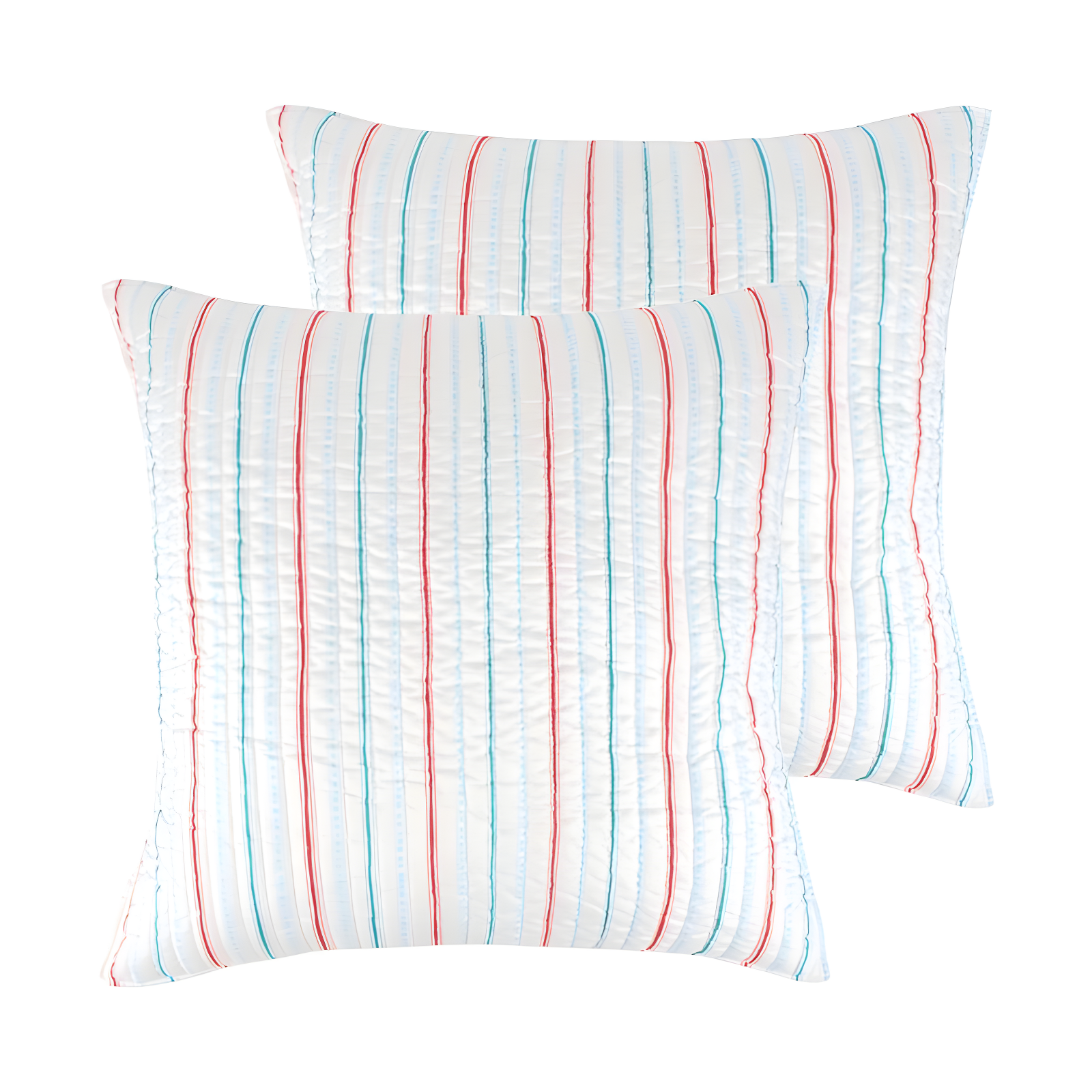 Holly Jolly Red and Light Blue Striped Euro Shams