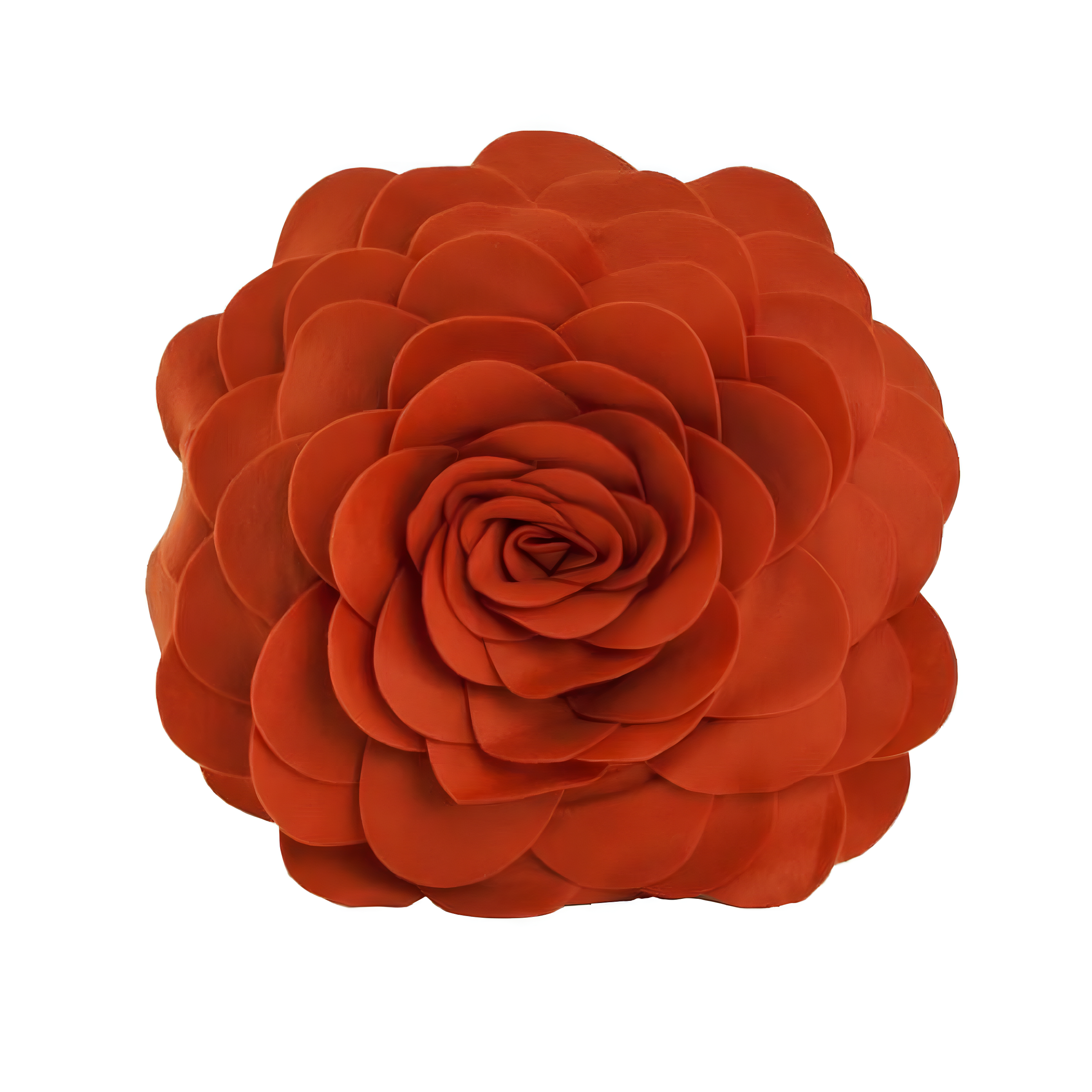 Terracotta Round Rose Flower Design Polyester Throw Pillow