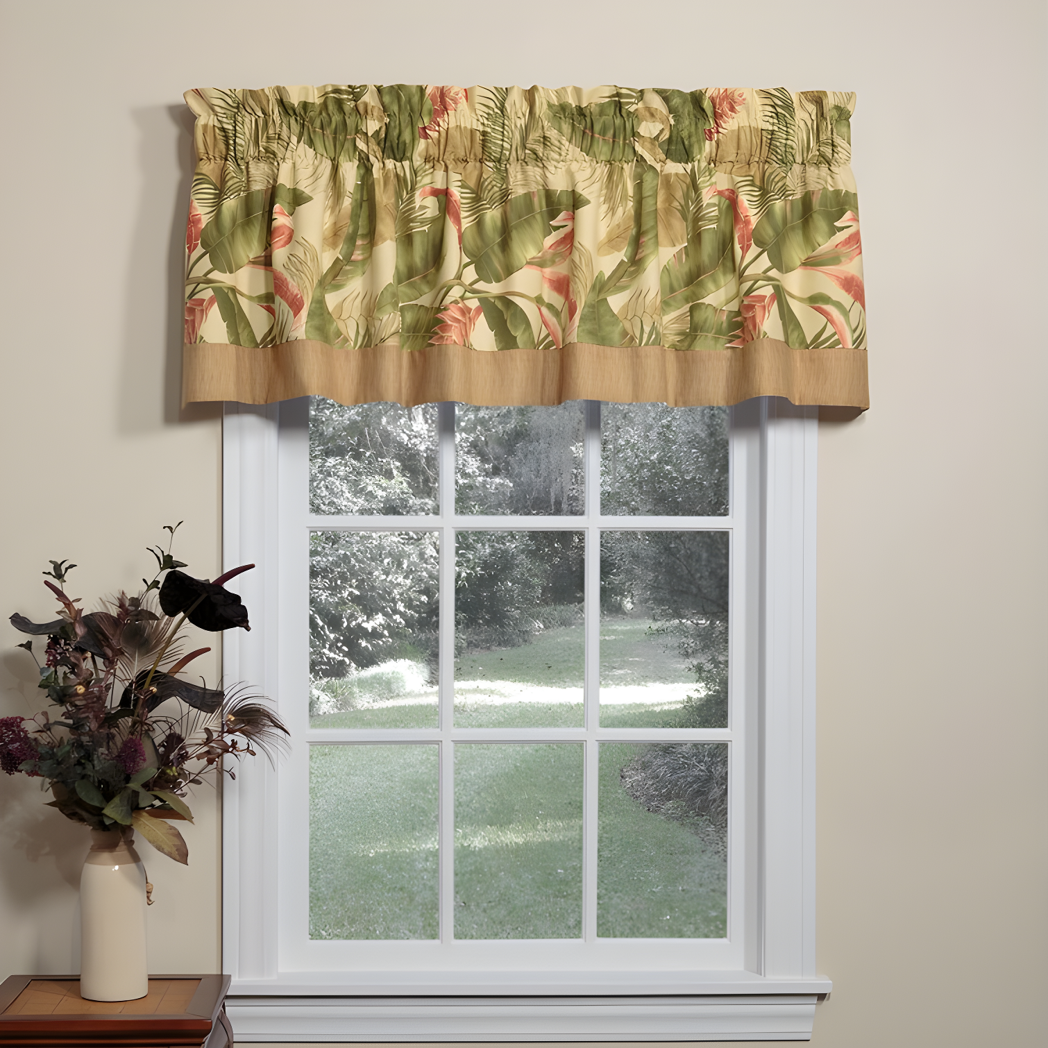 La Selva Natural Floral Cotton Rod Pocket Valance