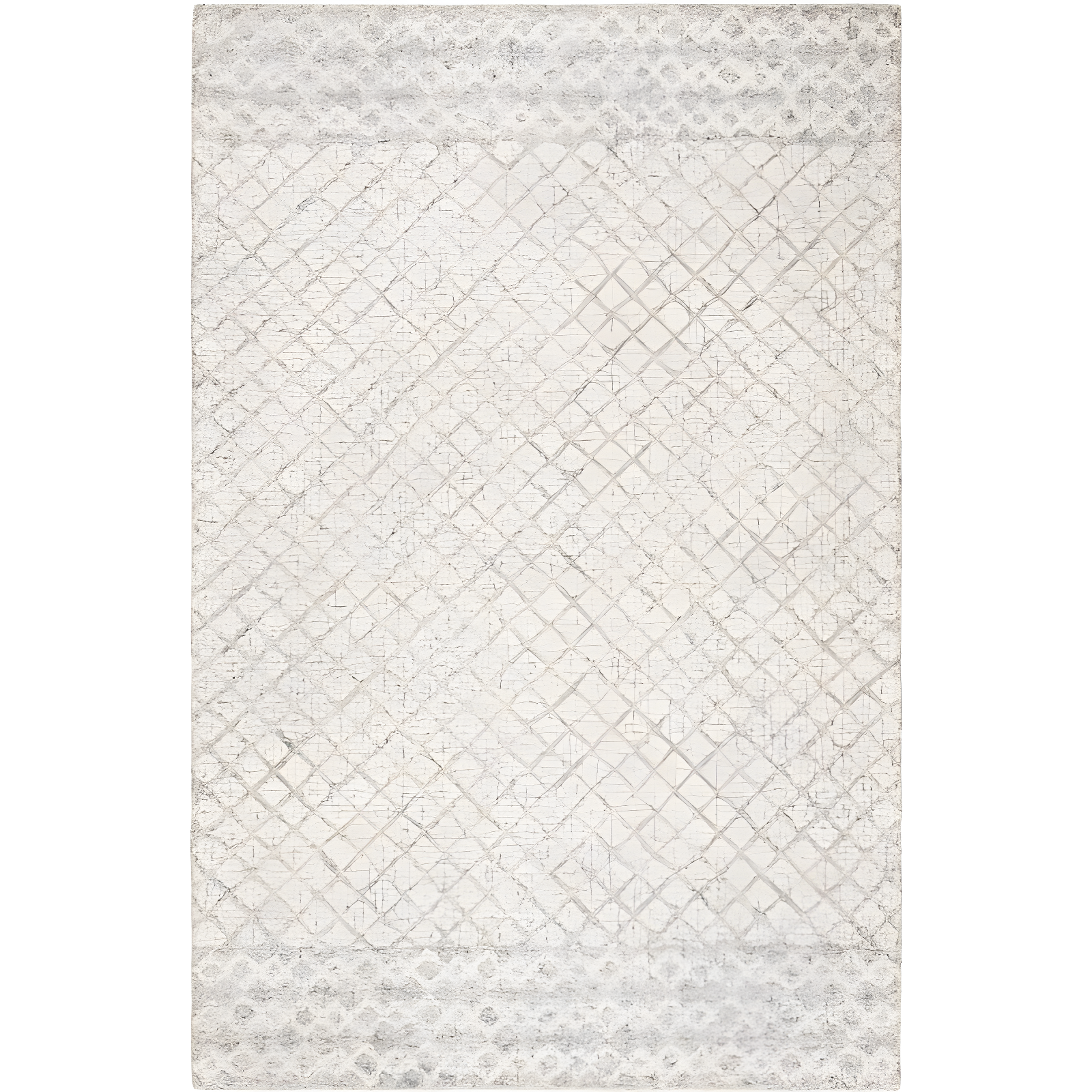 Ivory and Grey 8' x 10' Handmade Wool Abstract Rug