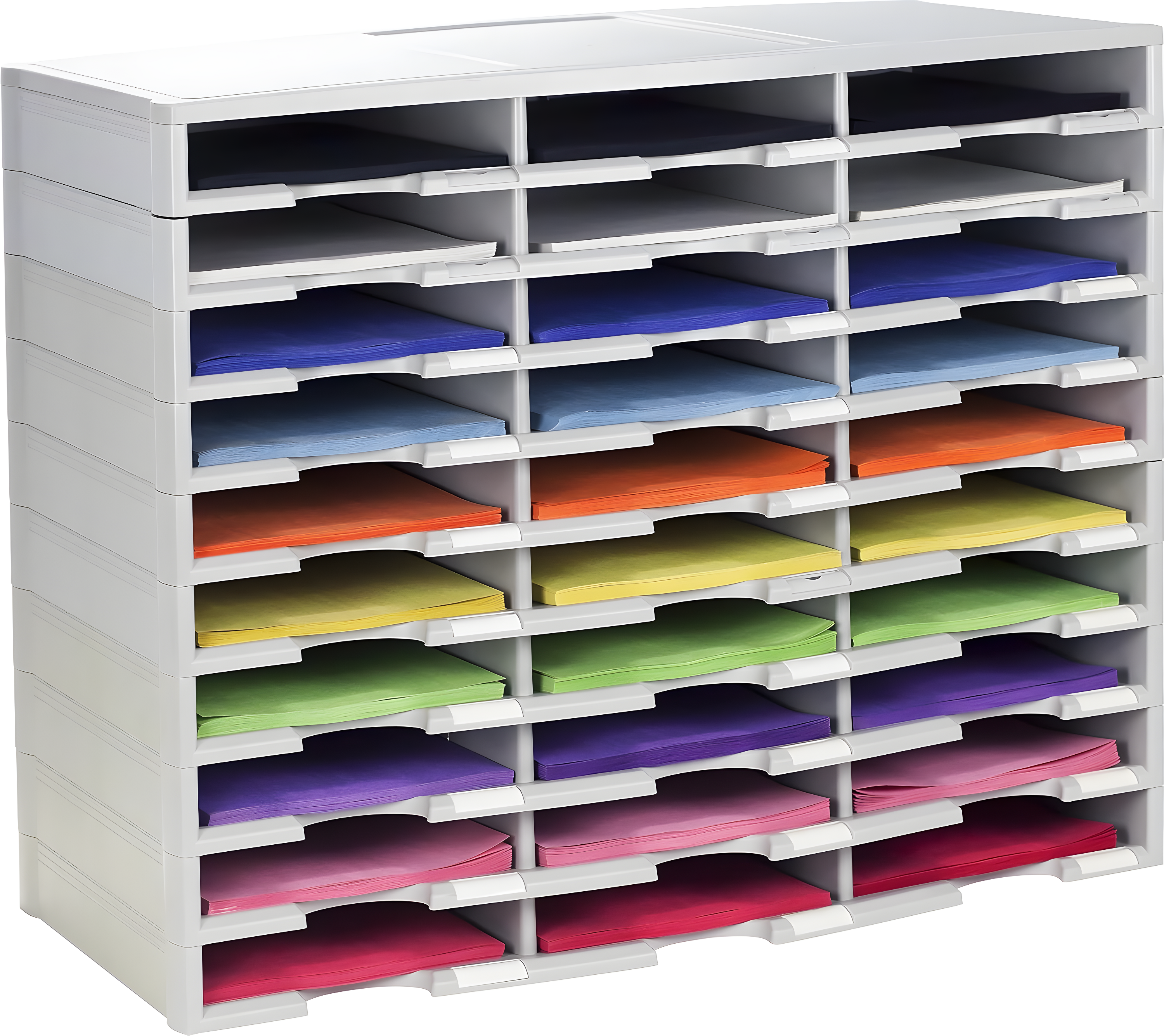 Gray 30-Compartment Durable Polystyrene Literature Organizer