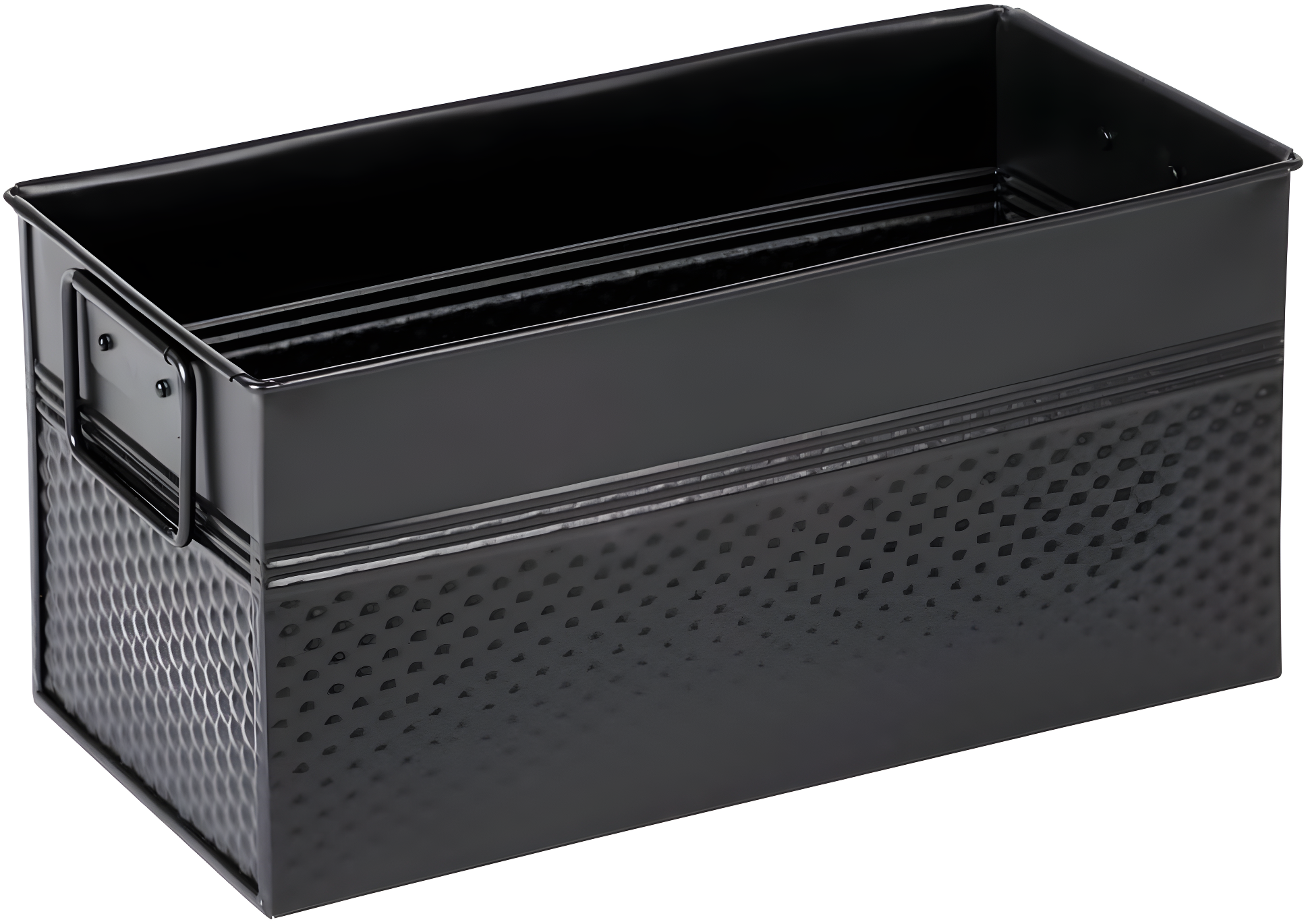 Black Hammered Steel Rectangular Beverage Tub with Handles