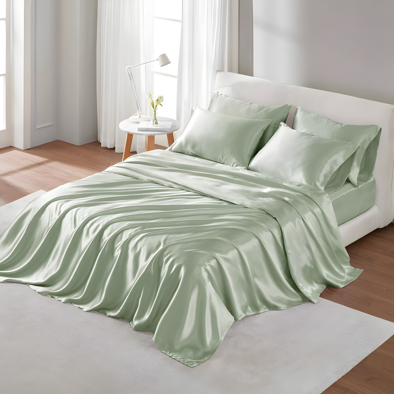 Sage Full Satin Luxury Sheet Set with Extra Pillowcases