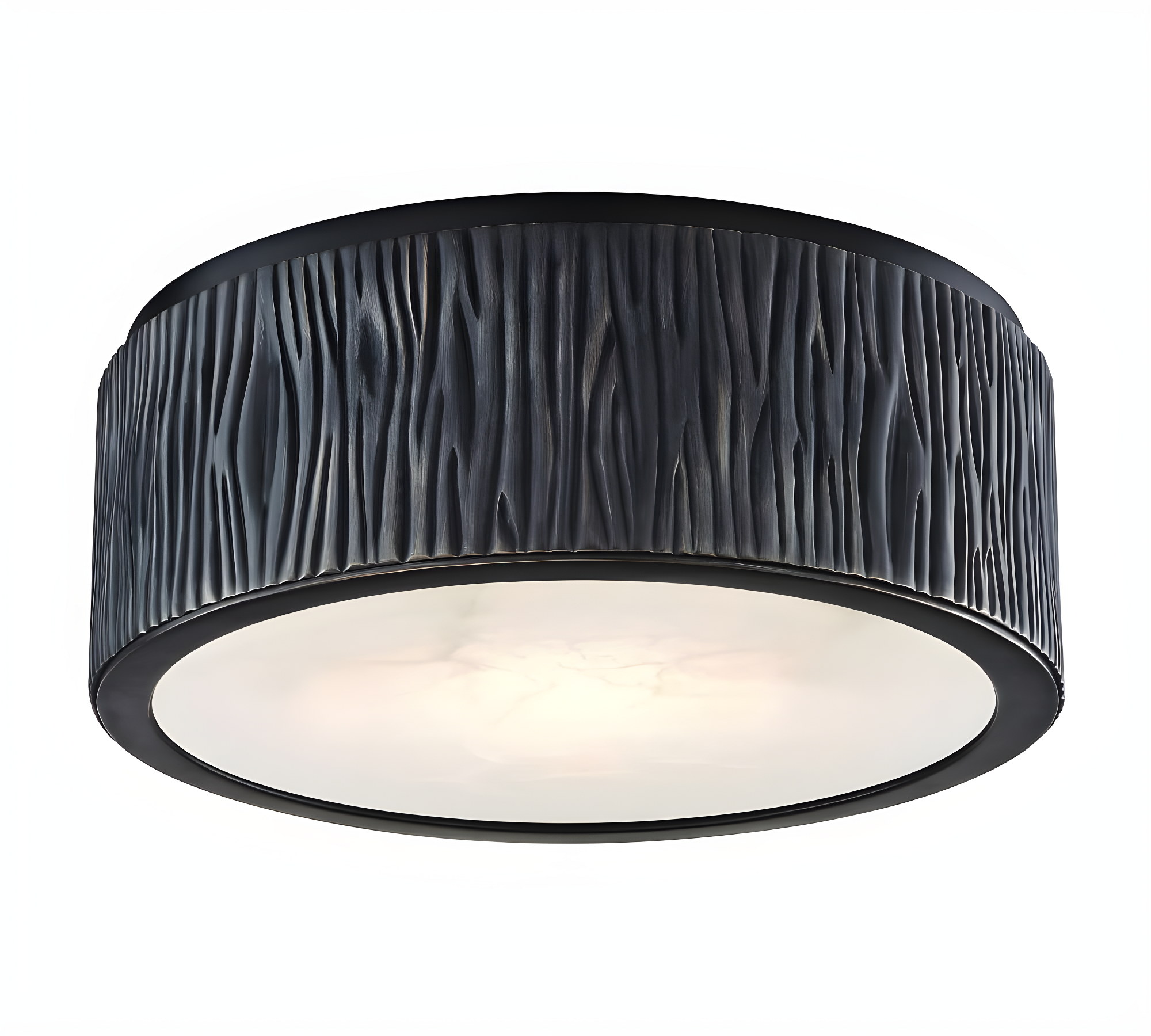 Crispin Old Bronze Alabaster Drum LED Flush Mount