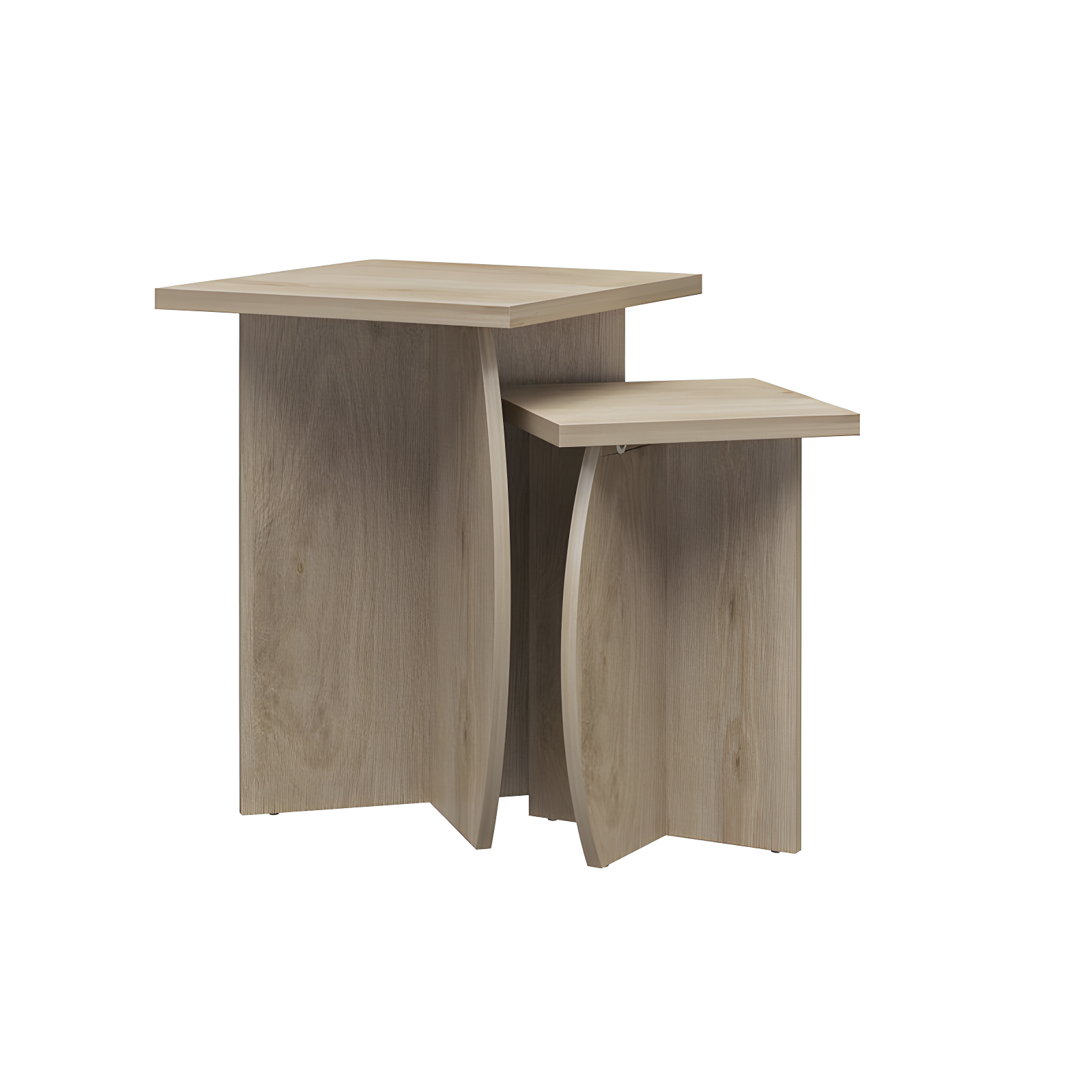 Light Oak Rectangular Wood Nesting End Tables Set