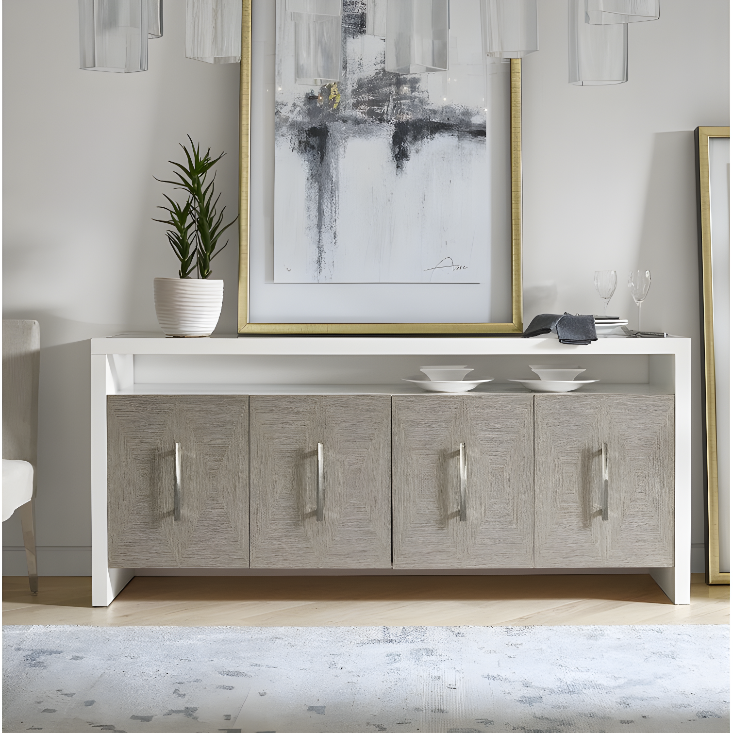 Pumice Porter 76'' Beige and White Modern Sideboard