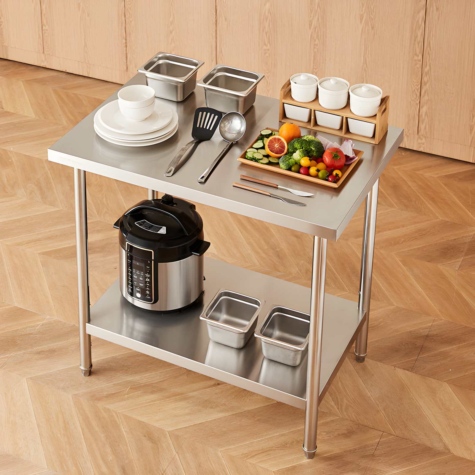 Stainless Steel Adjustable Height Kitchen Prep Table