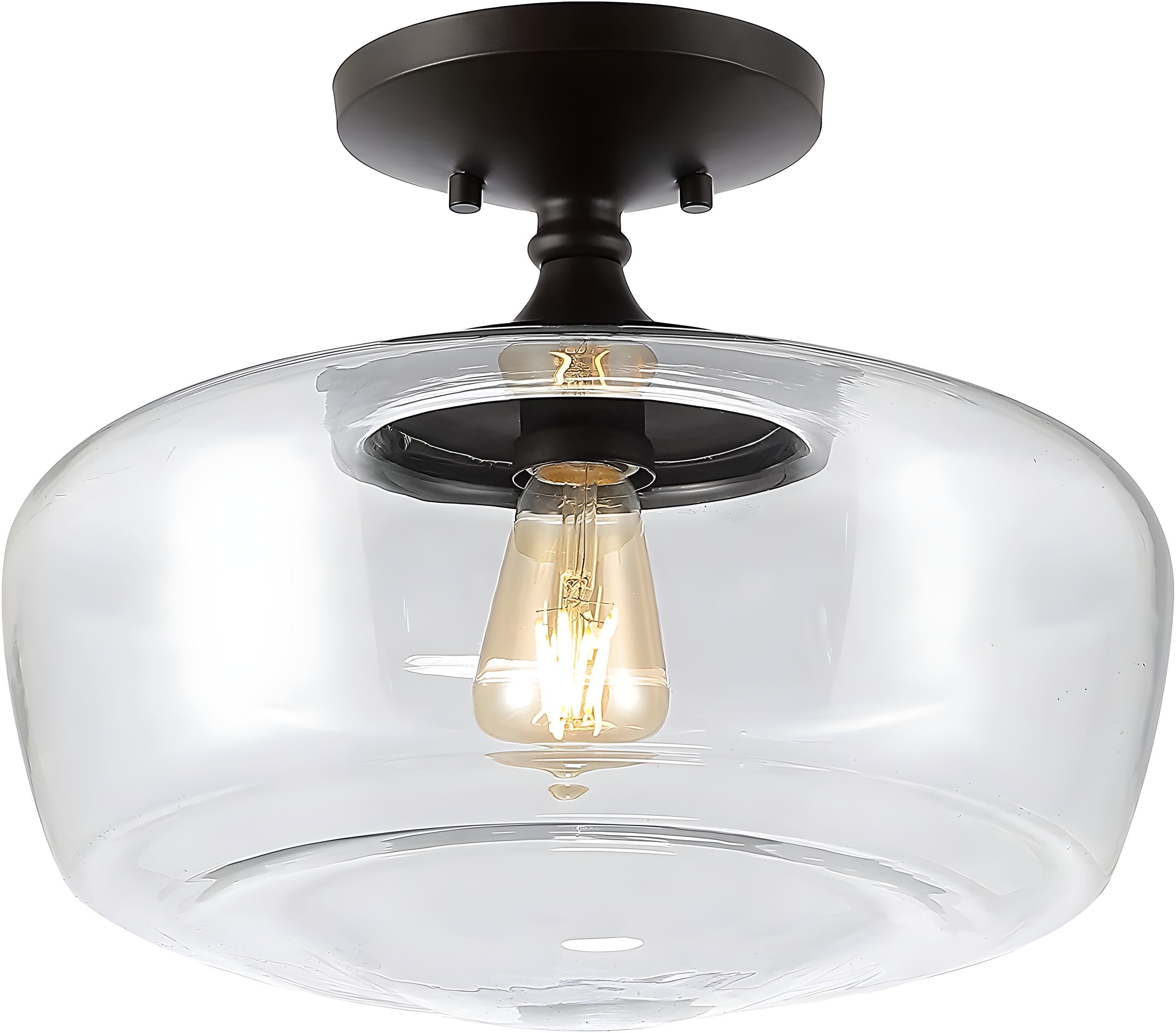 Marfa 17" Glass & Bronze Farmhouse LED Ceiling Light