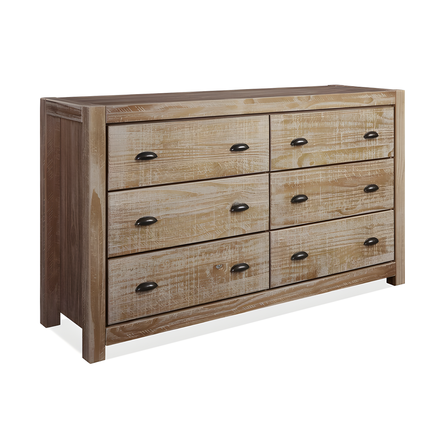 Montauk Double Driftwood Dark Wood Farmhouse Dresser with Extra Deep Drawer