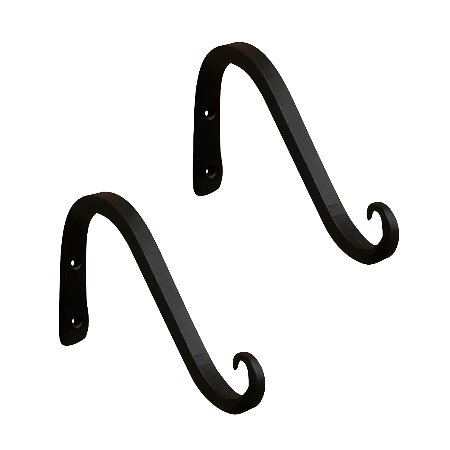 Black Wrought Iron 6-Inch Angled Upcurled Wall Brackets