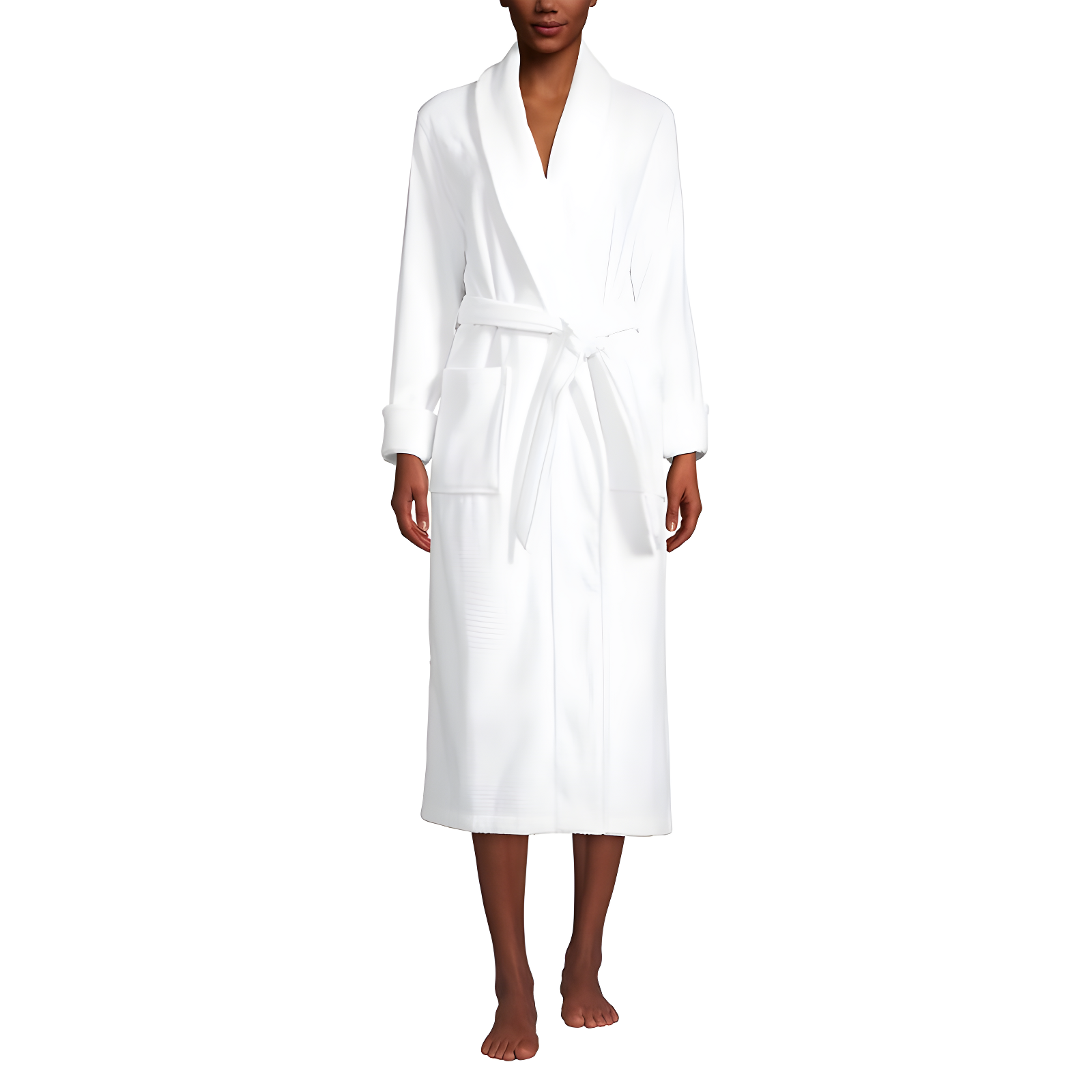 Women's White Cotton Terry Long Spa Bath Robe