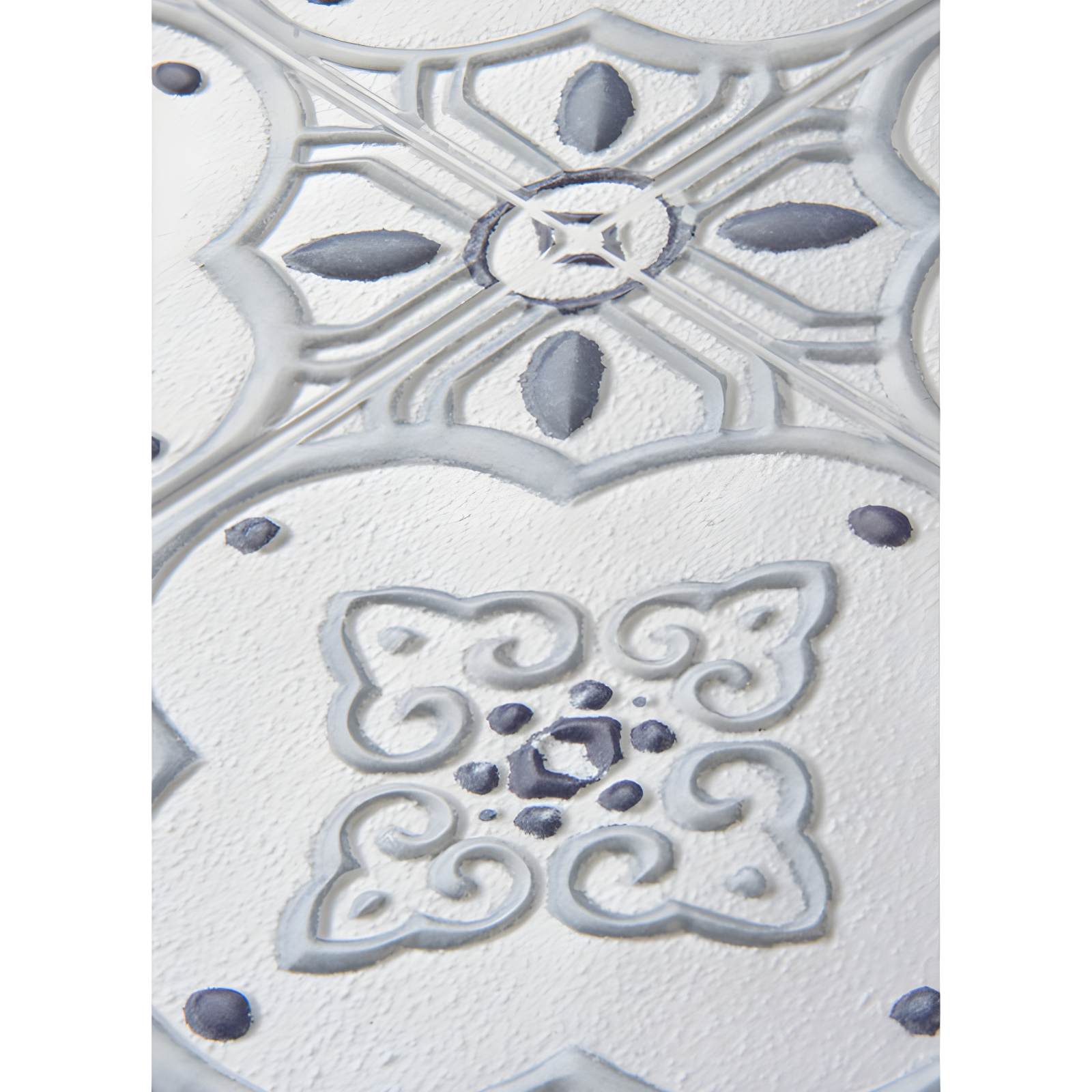 Clover Blue and White Embossed Self-Adhesive Tile Decals