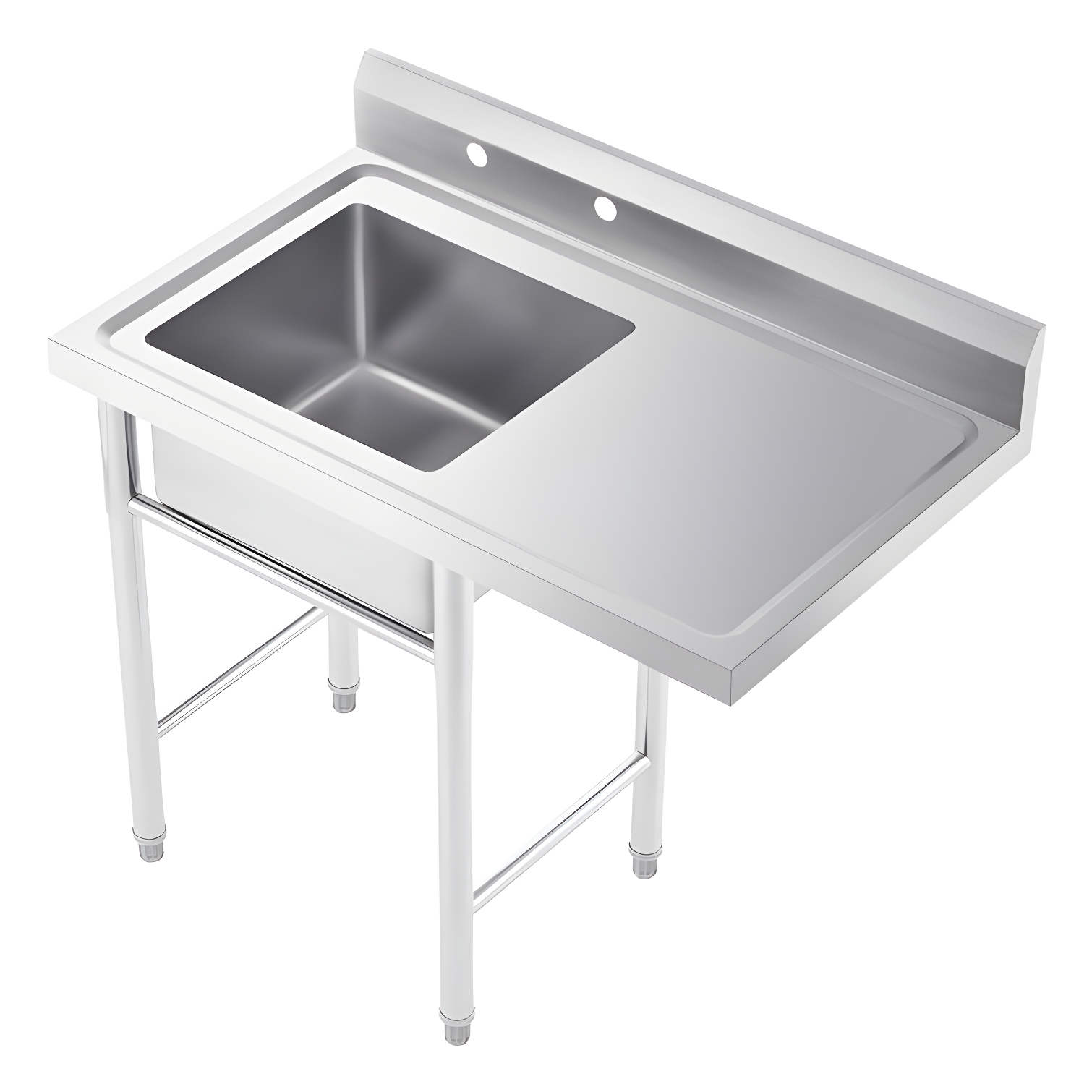 39-Inch Stainless Steel Freestanding Utility Sink with Work Table