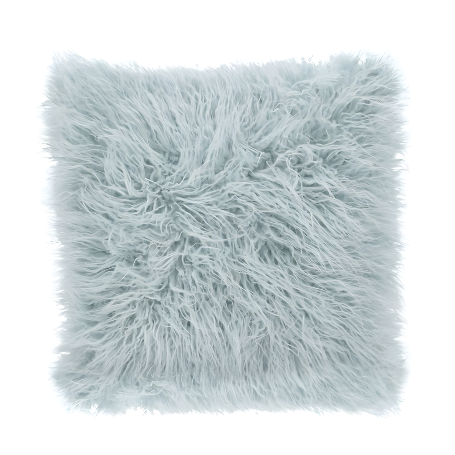 Ice Blue Faux Mongolian Fur Square Throw Pillow