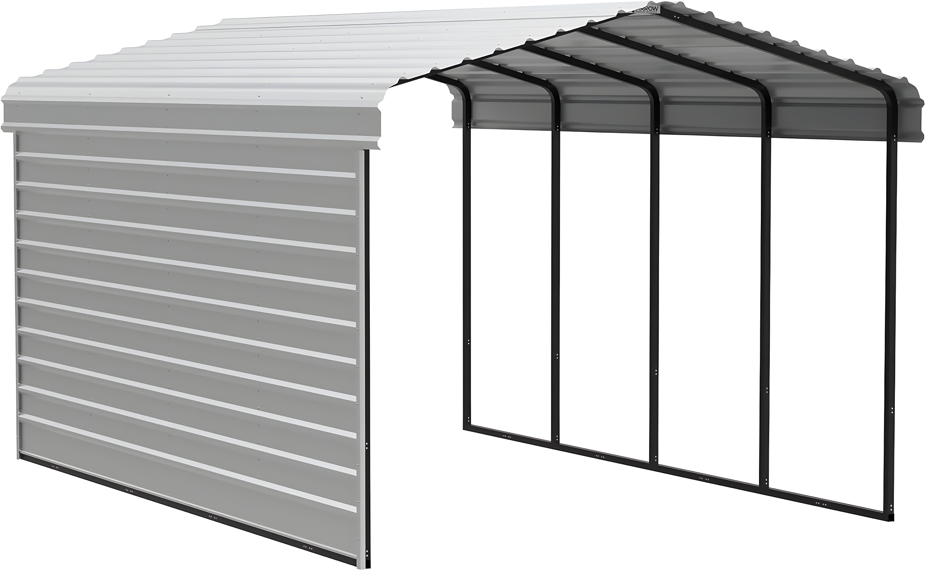 Eggshell 12' x 20' Steel Carport with Black Frame