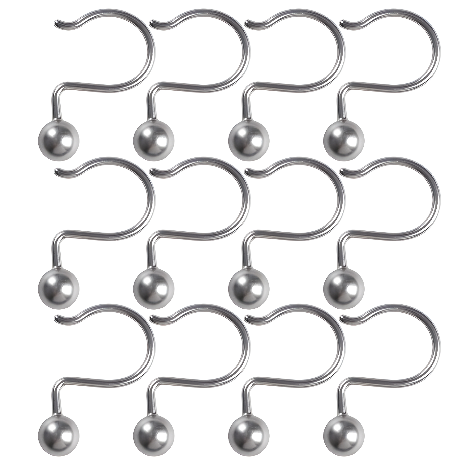 Nickel Ball Shower Curtain Hooks Set of 12