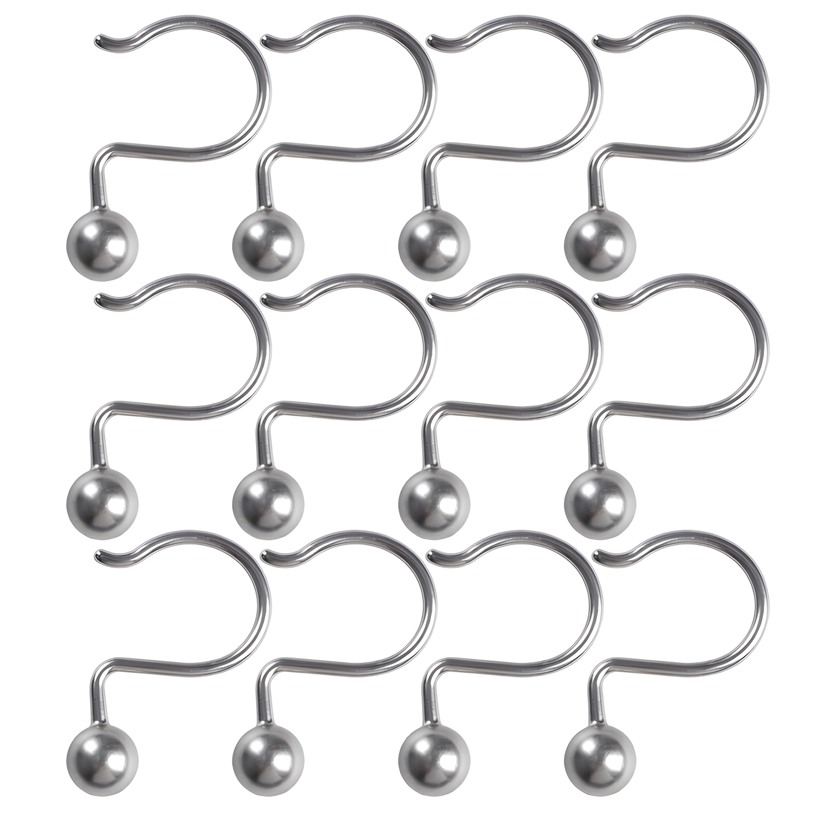 Nickel Ball Shower Curtain Hooks Set of 12