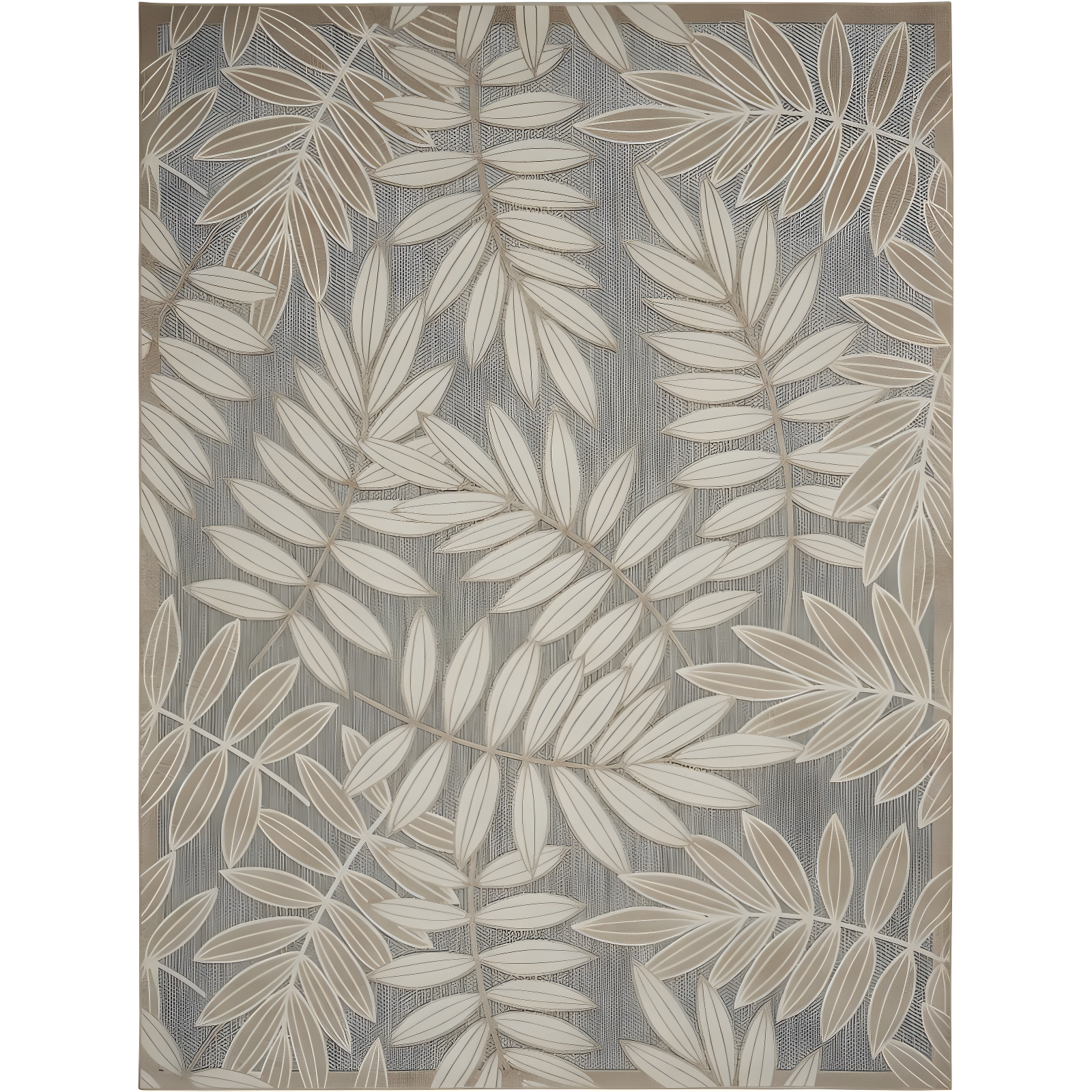 Aloha Natural Floral Leaf 7'10" x 10'6" Synthetic Outdoor Rug