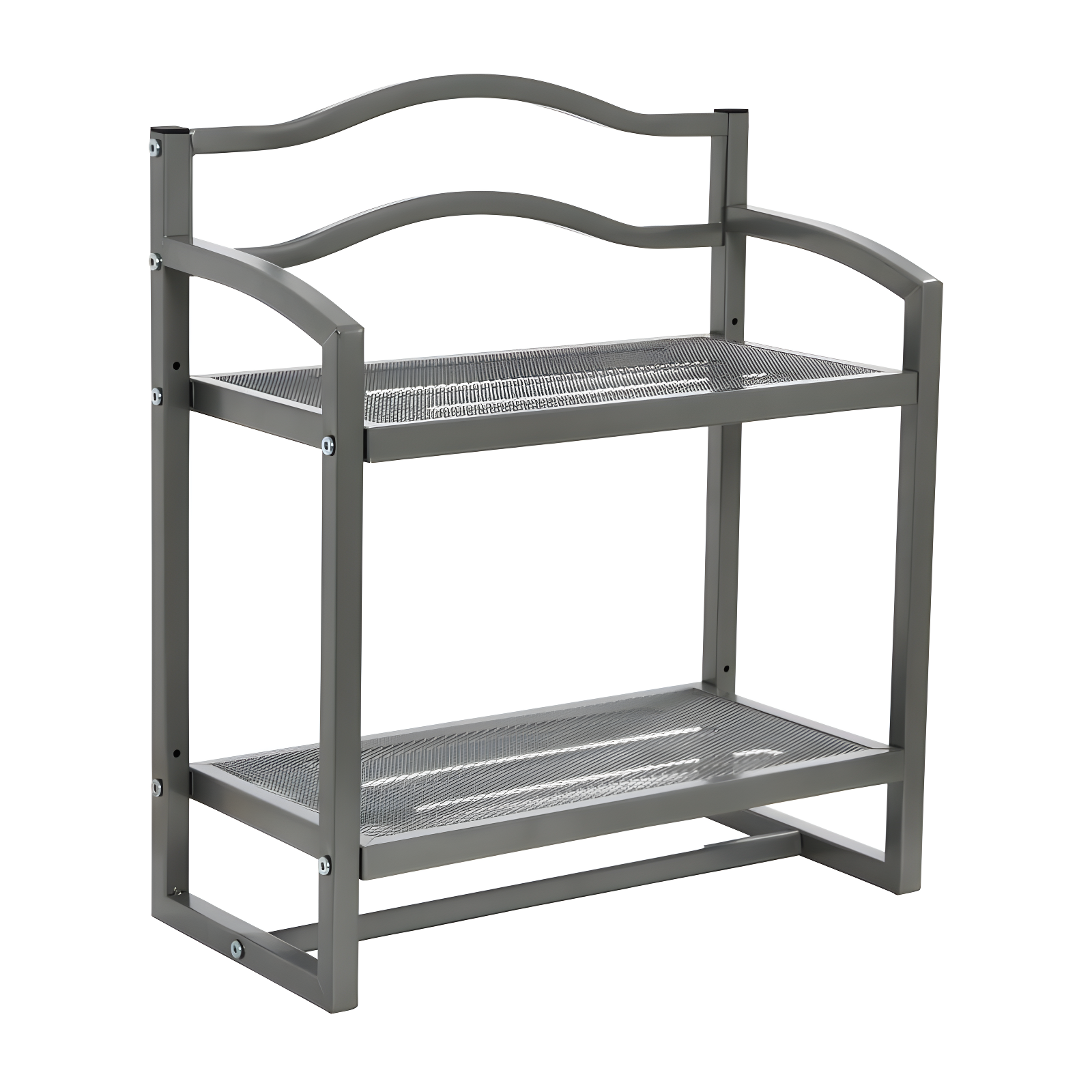 Silver Metal 2-Tier Wall Mount Bathroom Storage Rack