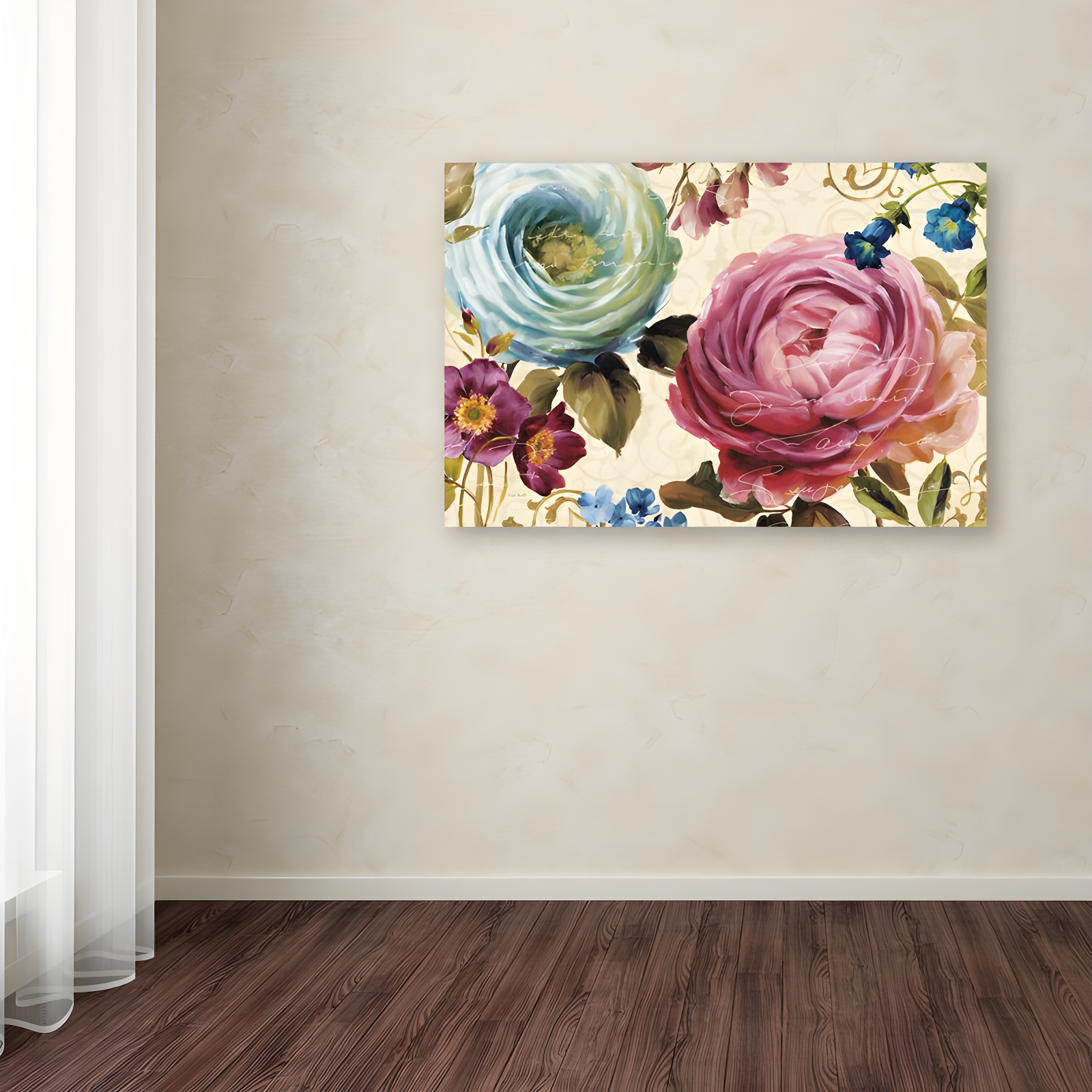 Victorias Dream III Floral Acrylic Wall Art in Cream and Multicolor