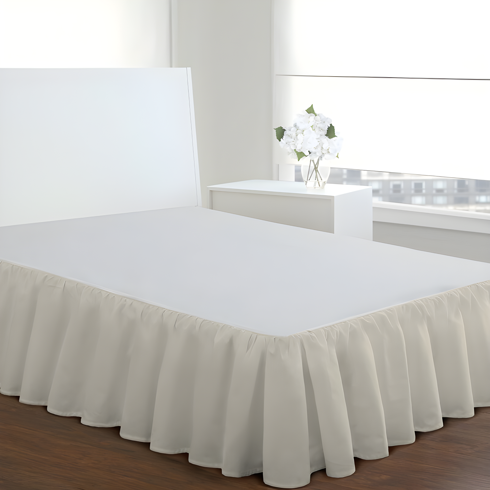 Ivory Queen Ruffled Cotton Polyester Bed Skirt with 14-inch Drop