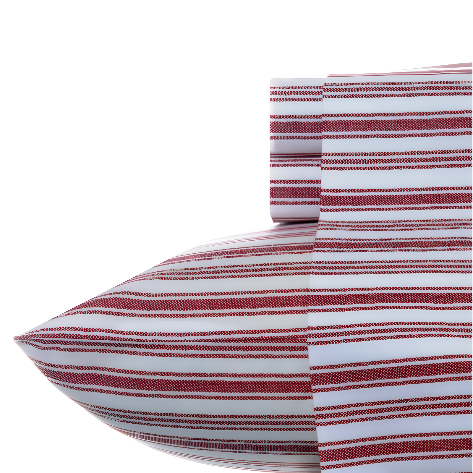 Twin White and Red Cotton Percale Sheet Set