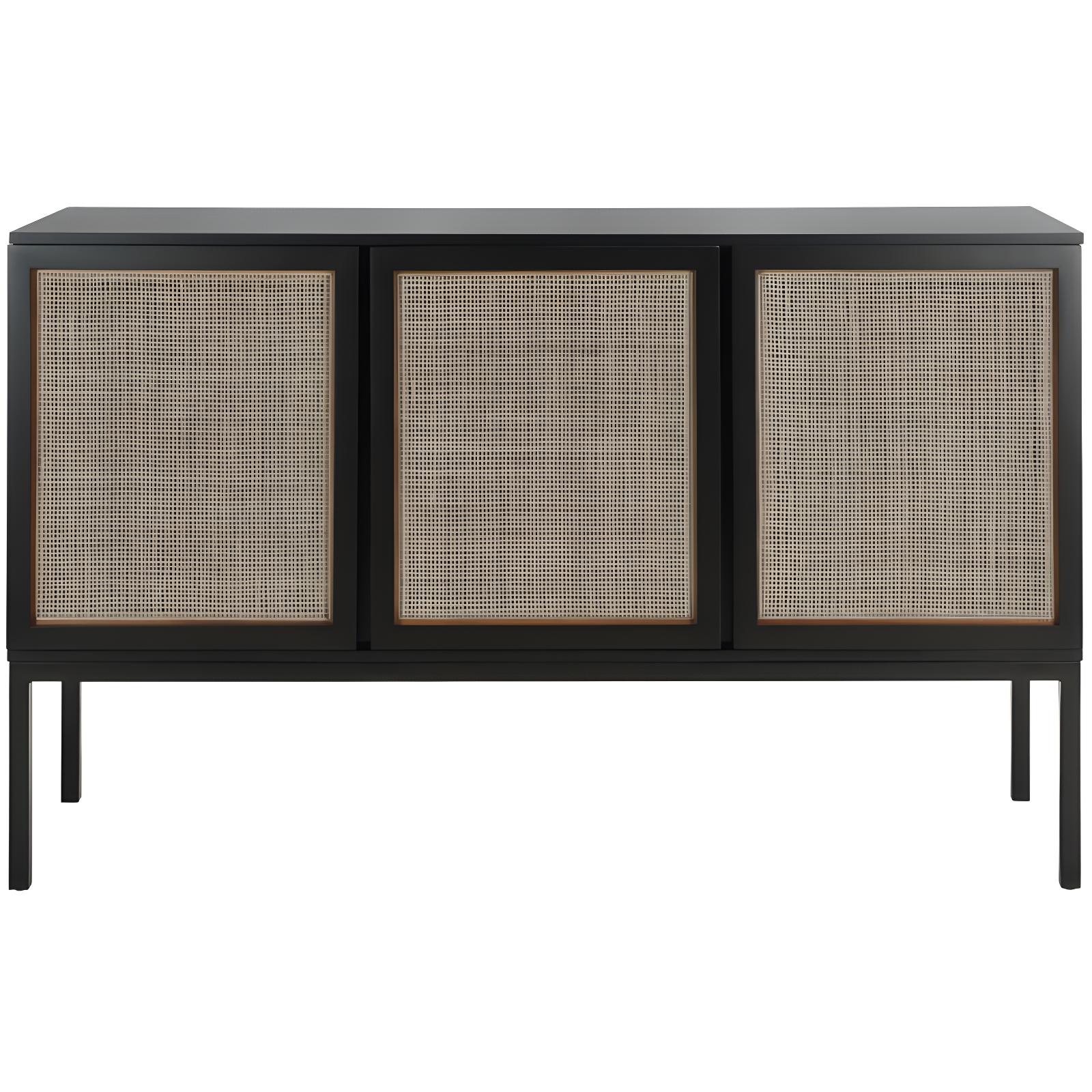 Zadie Black and Natural Rattan 2 Shelf Sideboard