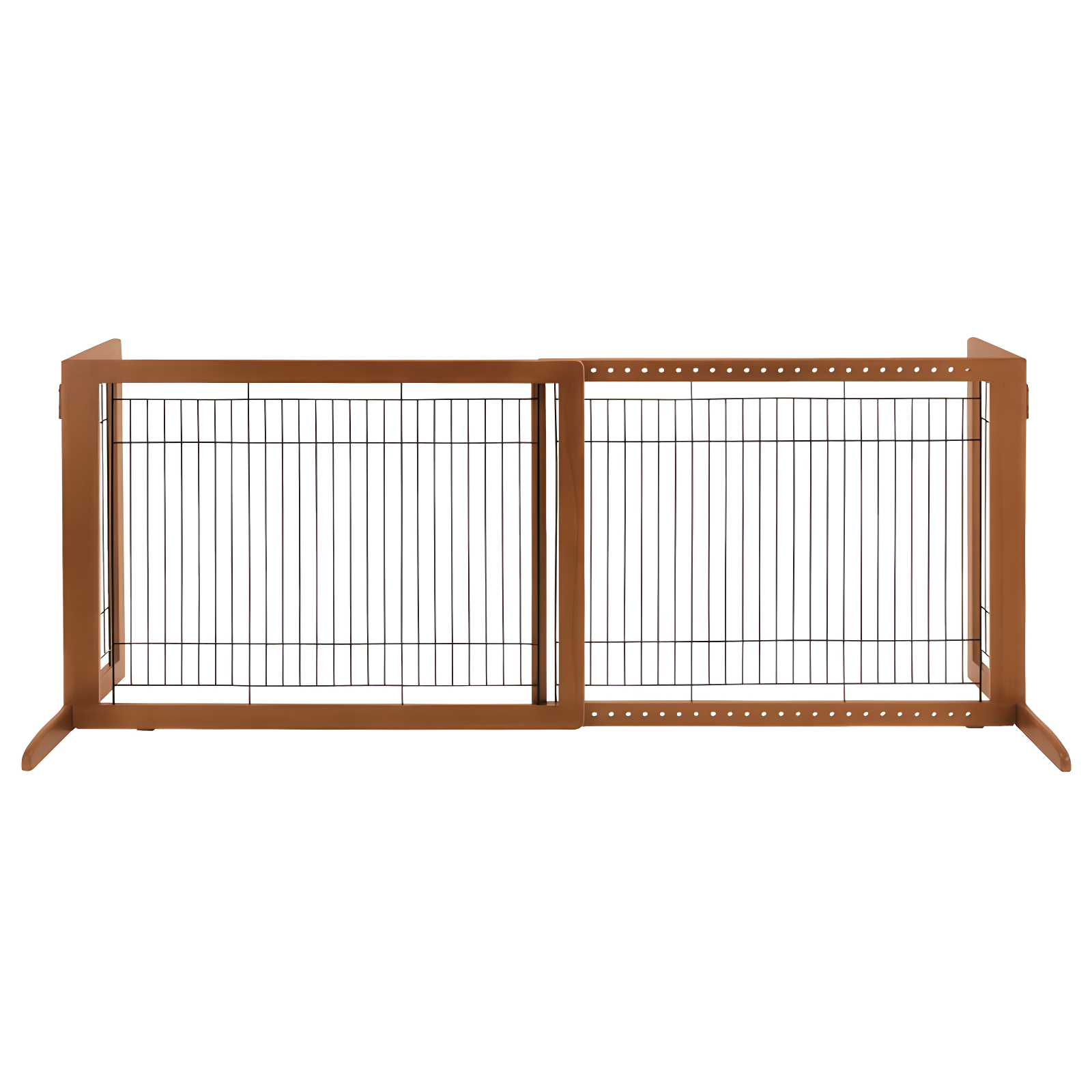 Autumn Matte Brown Large Solid Wood Freestanding Pet Gate