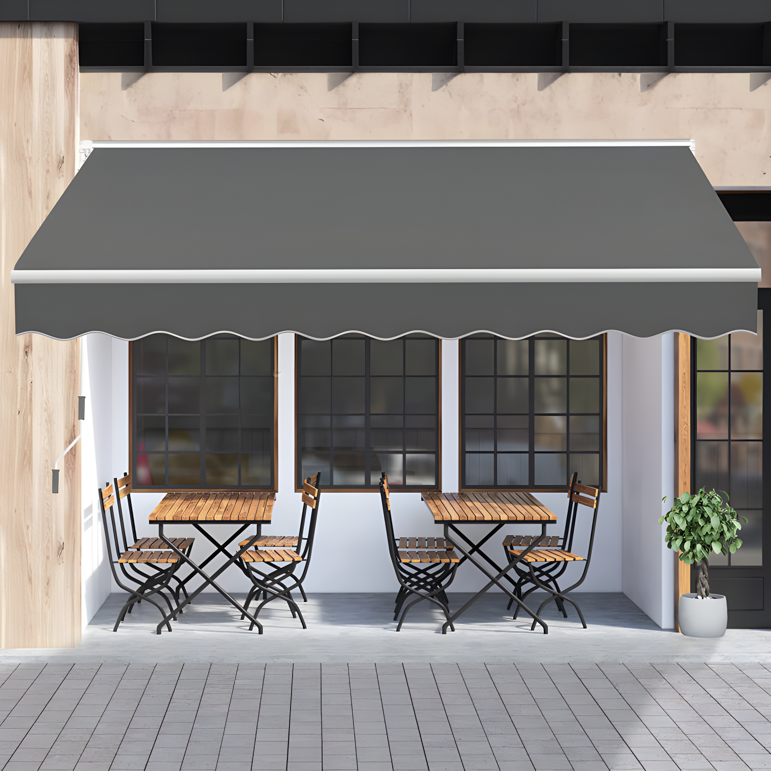 Gray 9.8' x 8.2' Retractable Aluminum Patio Awning