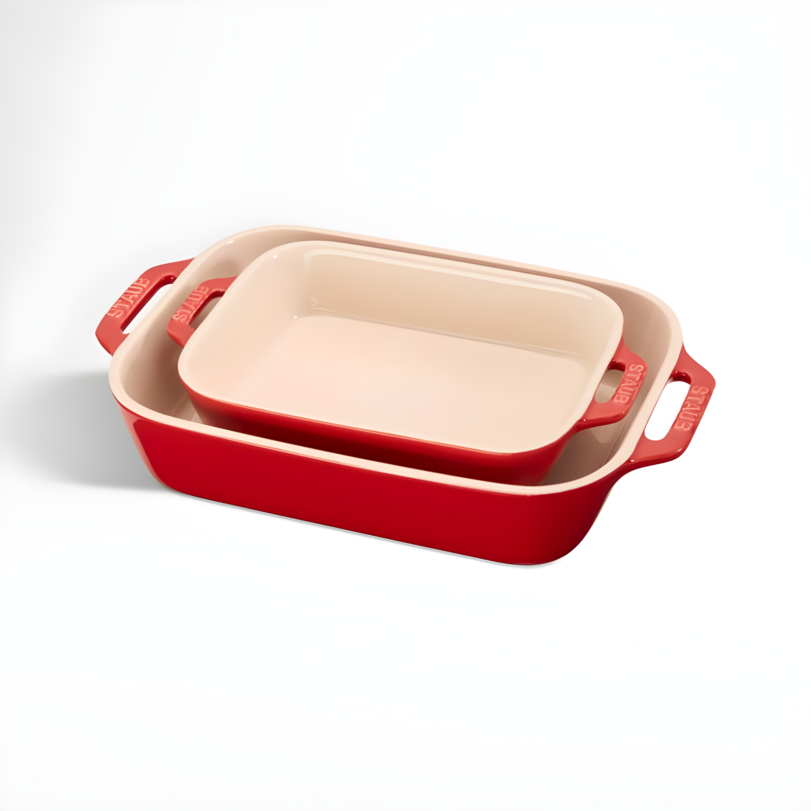 Cherry Red Ceramic Non-Stick Rectangular Baking Dish Set