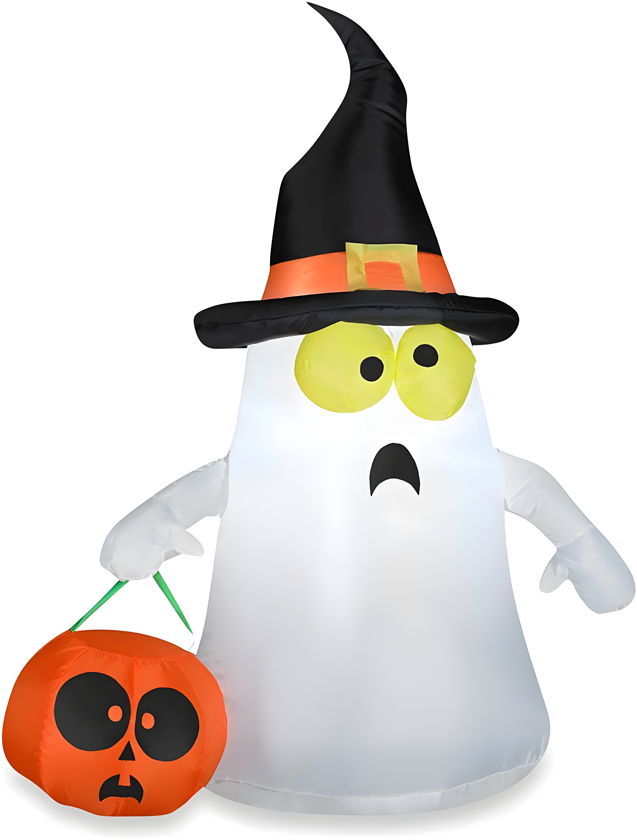 3.5 ft Pre-lit White Inflatable Ghost with Witch Hat