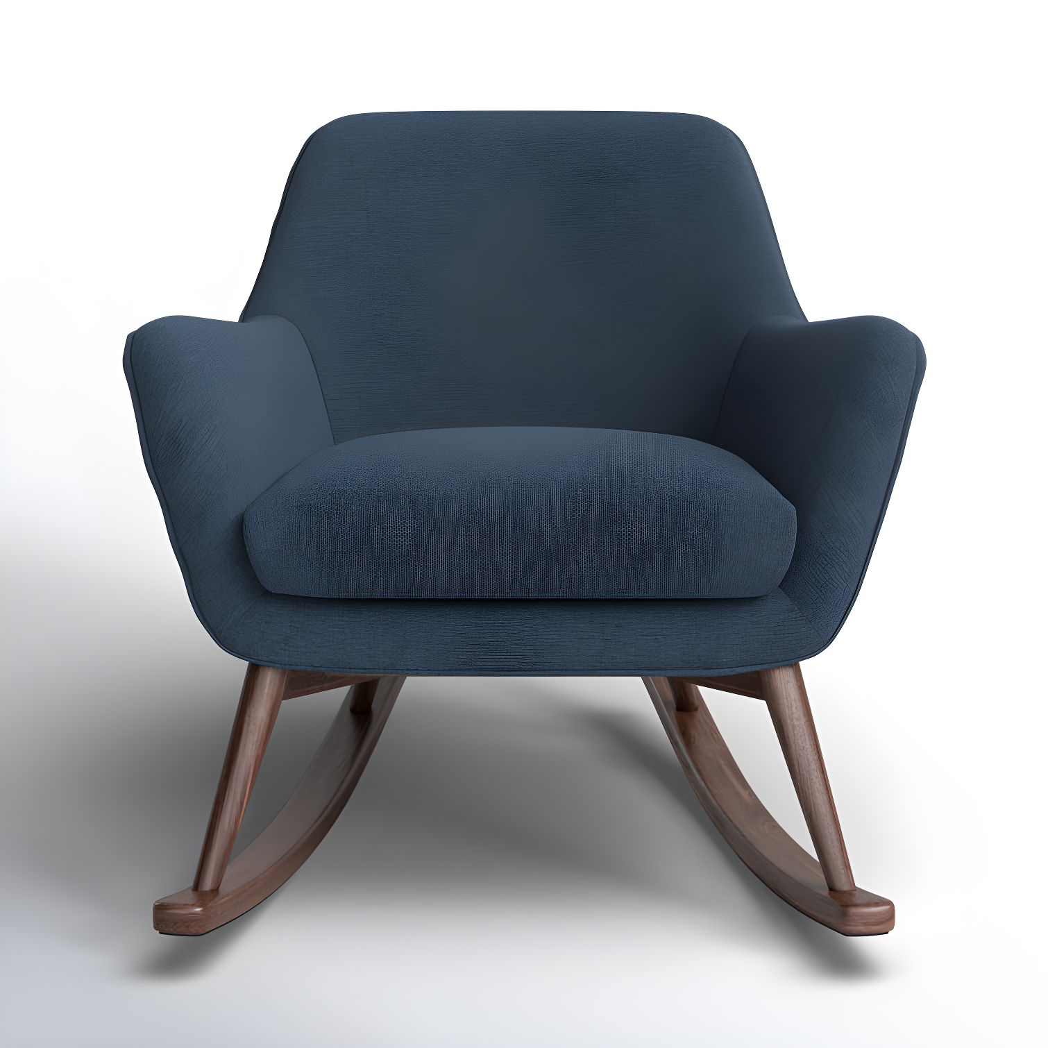 Mack Mid-Century Modern Blue Linen Rocking Chair